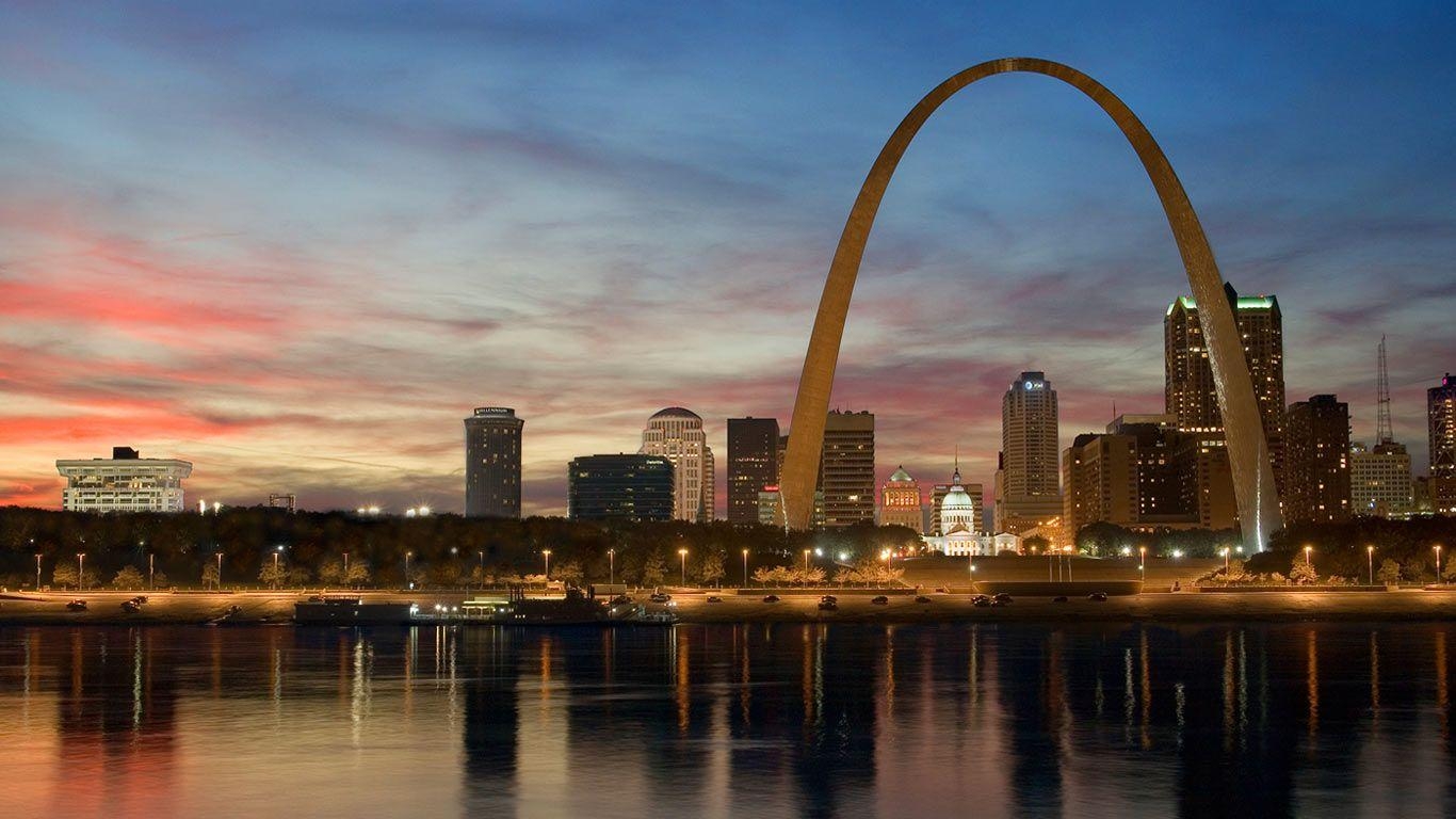 St. Louis, Skyline, Gateway Arch, Missouri, USA, 1370x770 HD Desktop