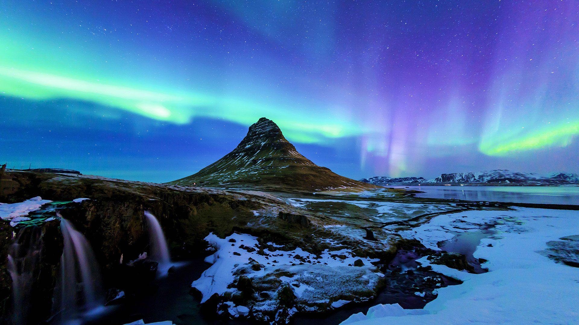 Kirkjufell, Aurora, Island, Natur, Reise, 1920x1080 Full HD Desktop