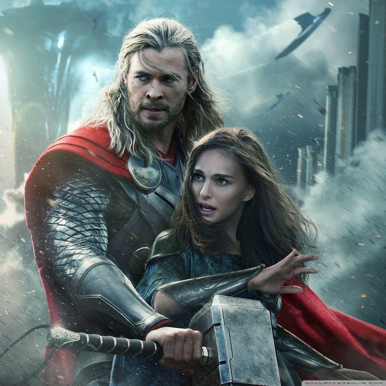 Chris Hemsworth, Thor, Dunkle Welt, Marvel, Natalie Portman, 1280x1280 HD Handy