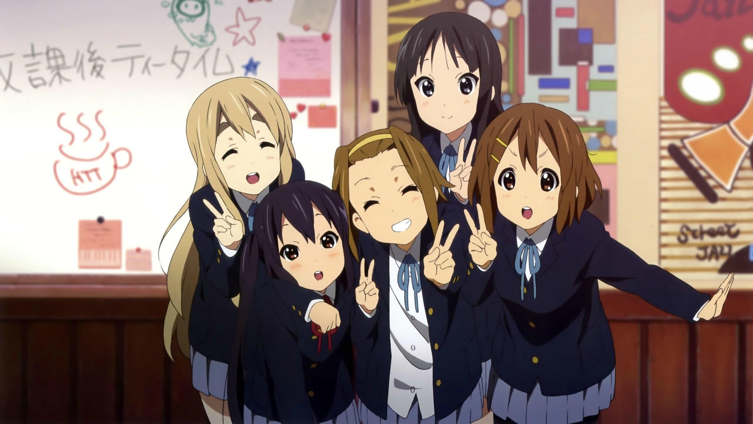 K-ON!, Anime, Desktop Hintergrund, Mädchengruppe, Charakter, 2560x1440 HD Desktop