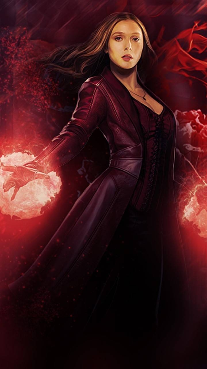 Scarlet Witch, Marvel Hintergrundbild, Filmthema, MCU, Superheldin, 720x1280 HD Handy