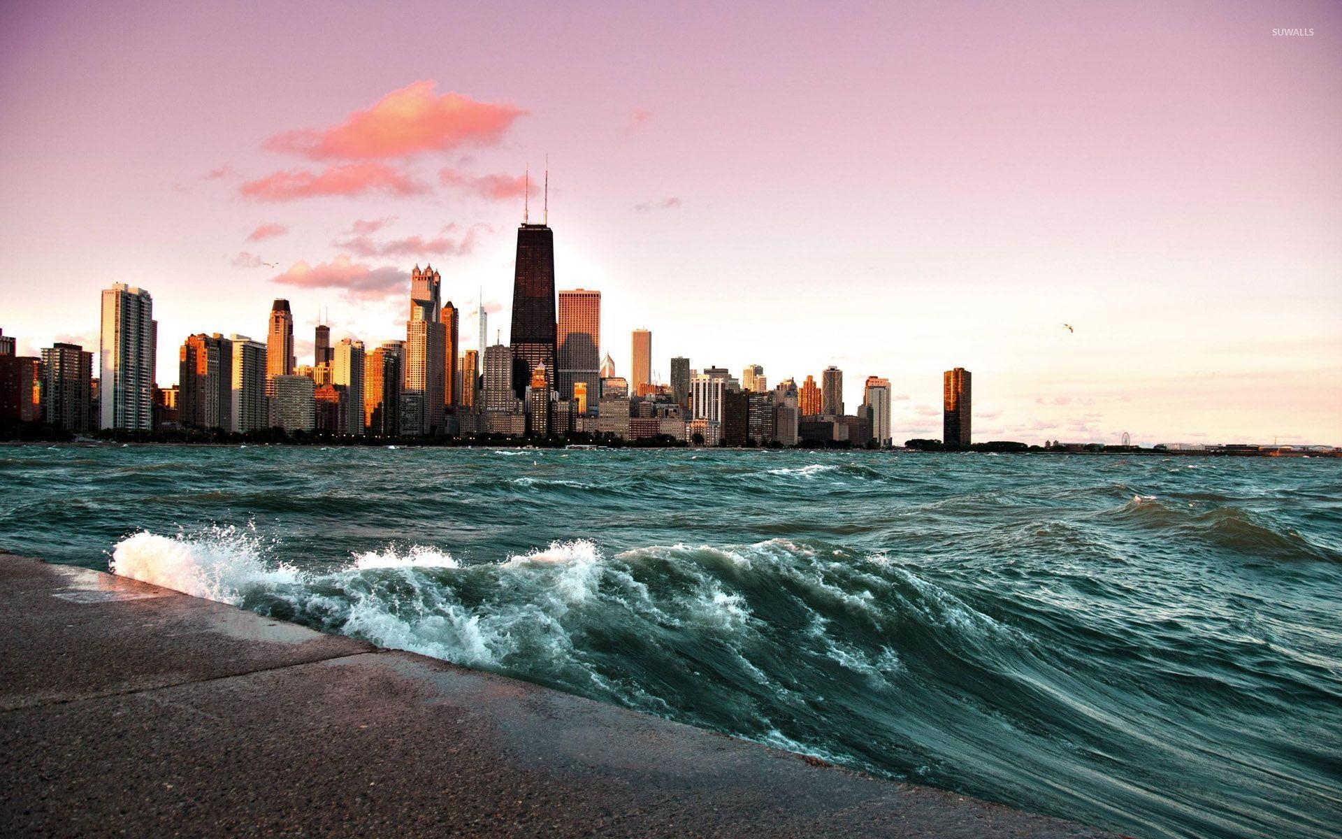 Chicago, Lake Michigan, Panorama, Wasseransicht, Skyline, 1920x1200 HD Desktop