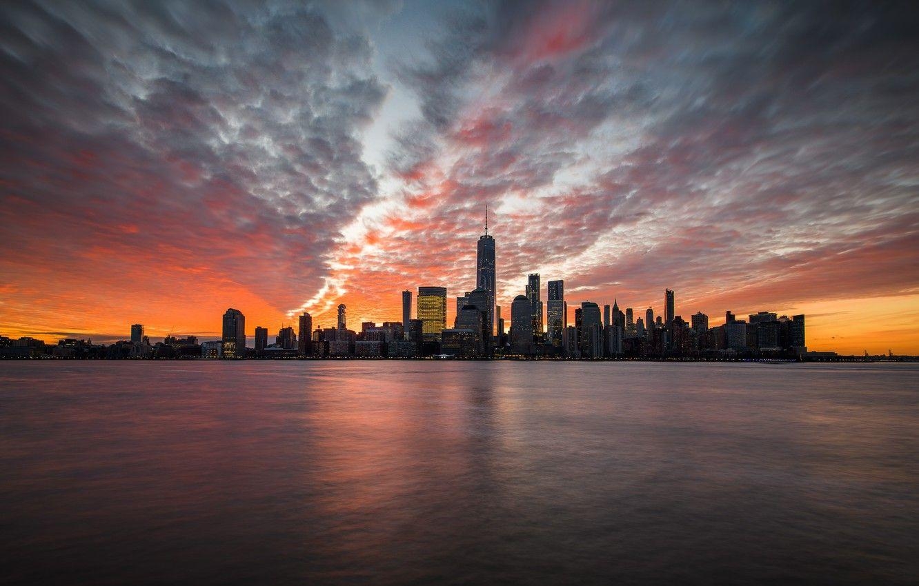 Exchange Place, Jersey City, New Jersey, Nordamerika, Skyline, 1340x850 HD Desktop