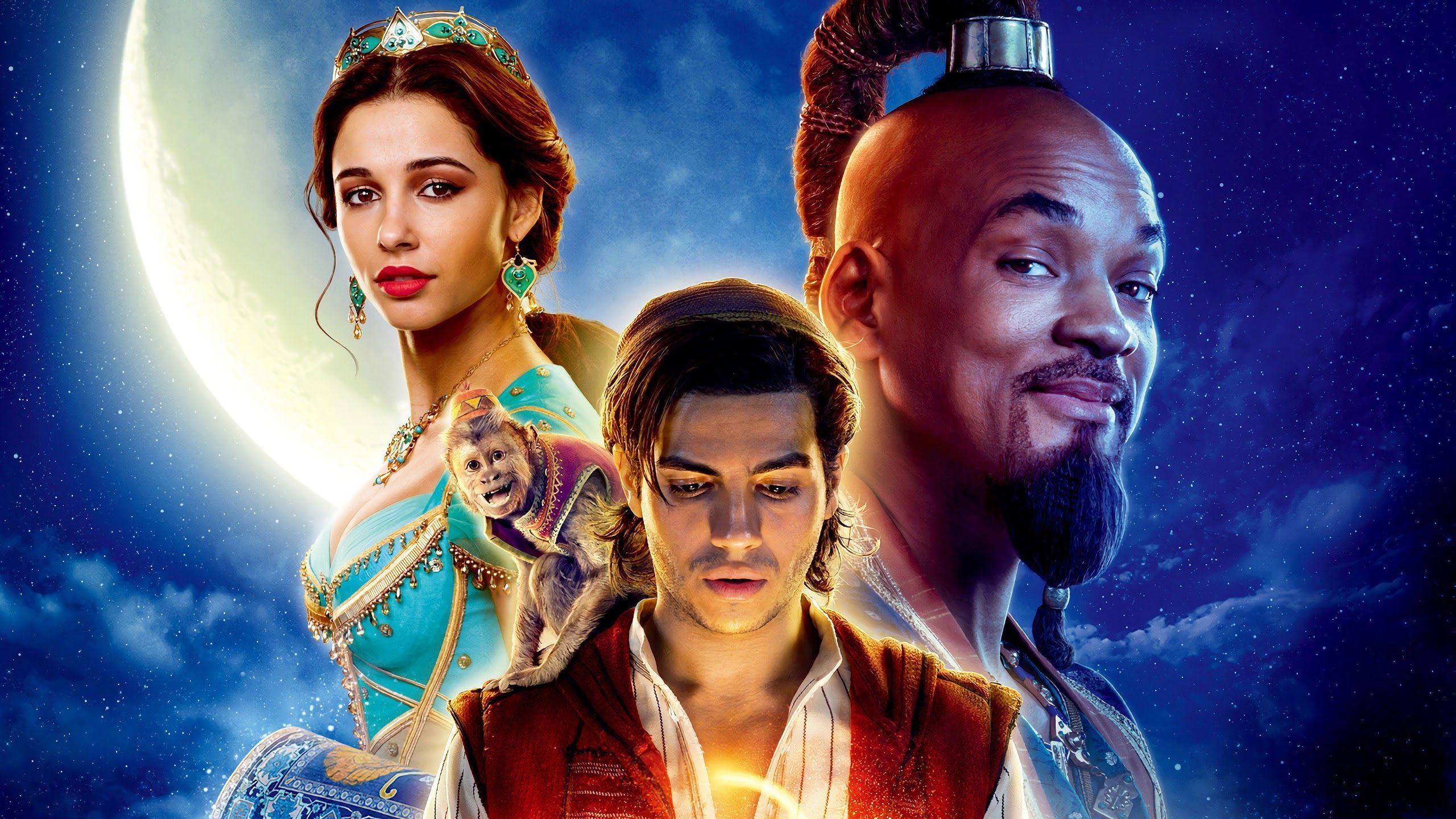 Aladdin 2019, Aladdin Jasmine, Dschinni, 4K, Filmkulisse, 2560x1440 HD Desktop