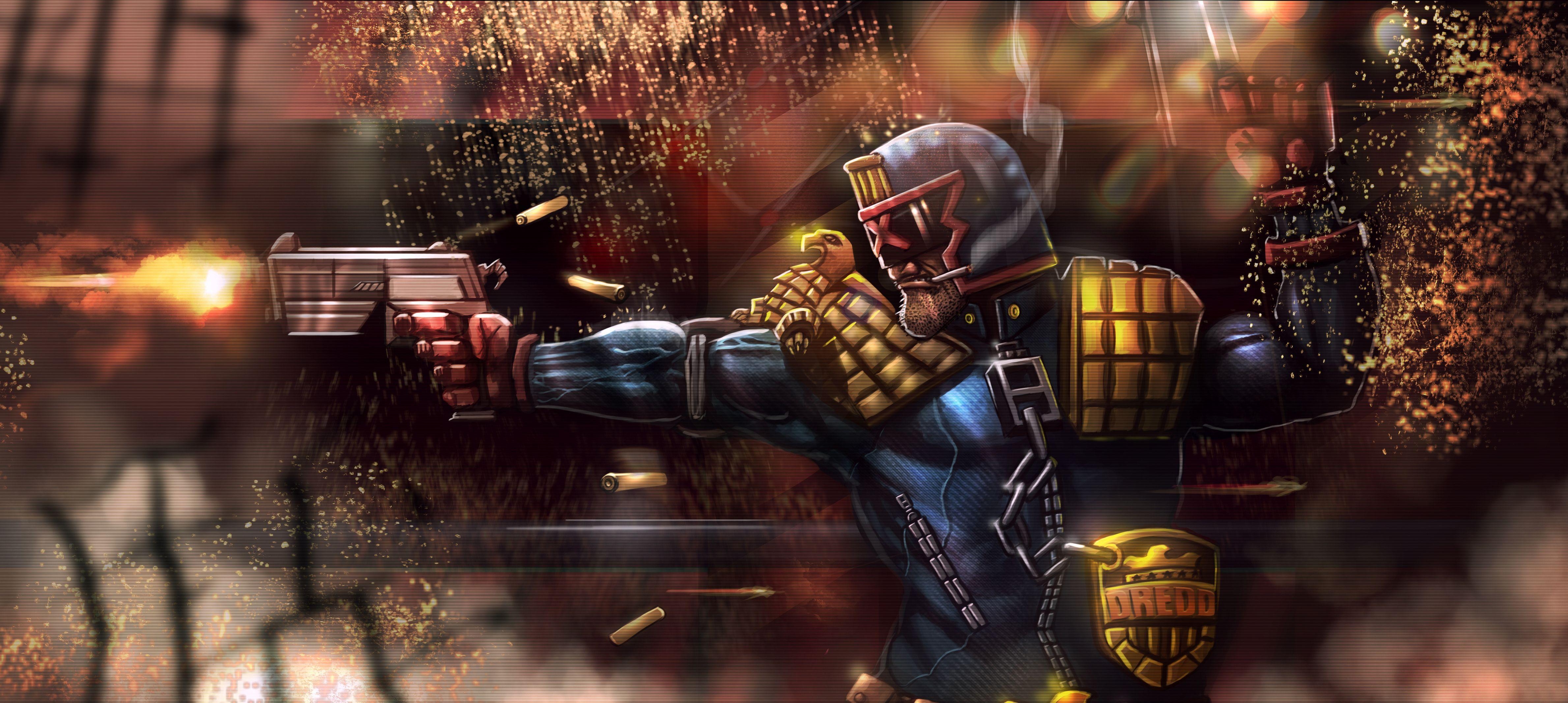 Judge Dredd, Fantasy, Helm, Action, Pistole, 4760x2140 4K Desktop