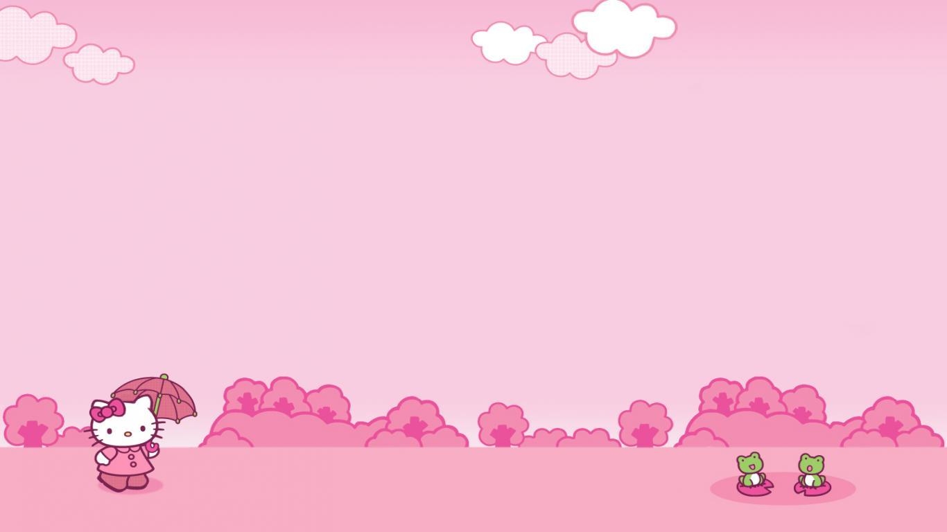 Hello Kitty, Hintergrund, Cartoon, Rosa, Beliebt, 1370x770 HD Desktop