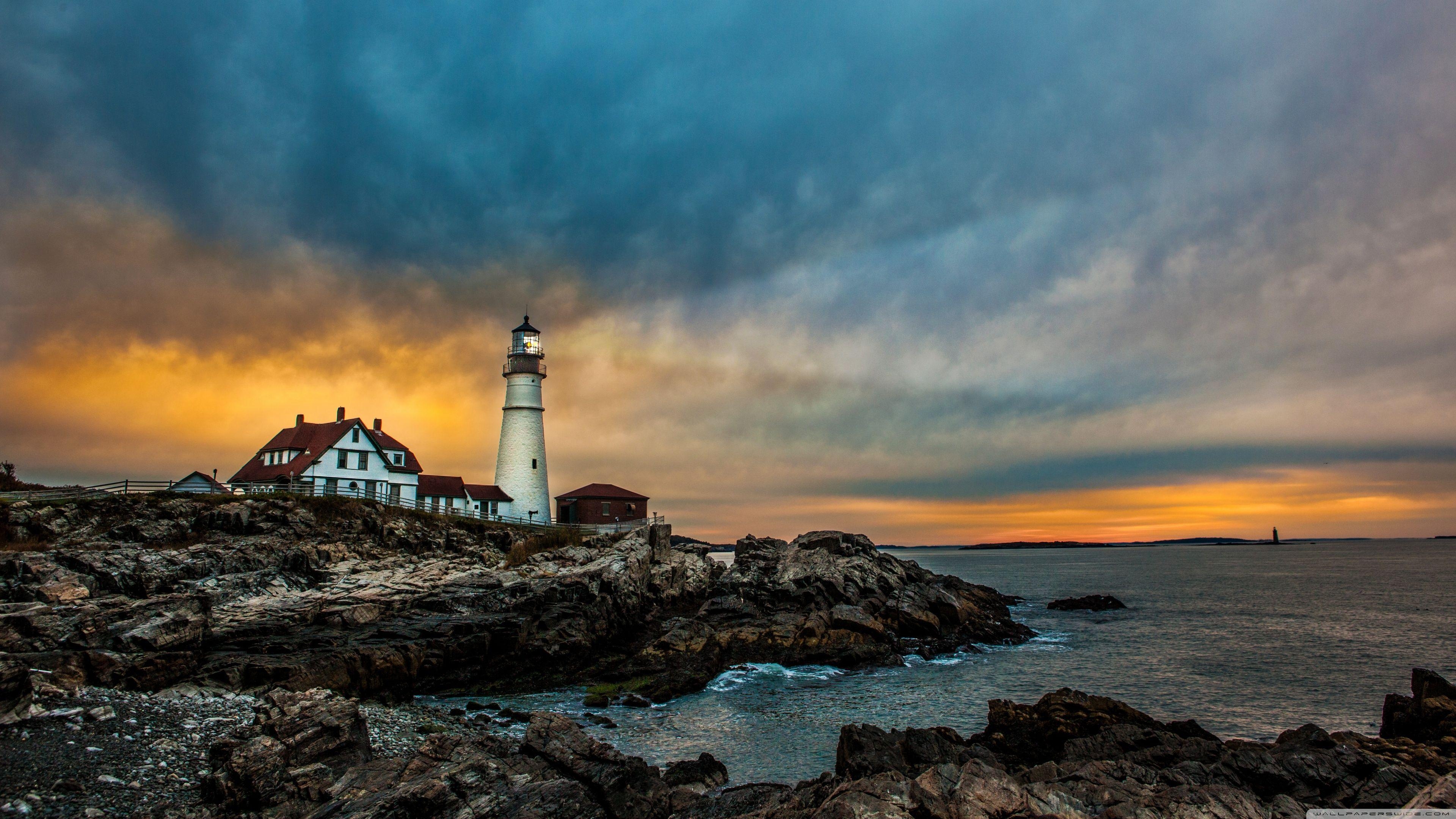 Portland Head Light, Leuchtturm, 4K, HD, Maine, 3840x2160 4K Desktop