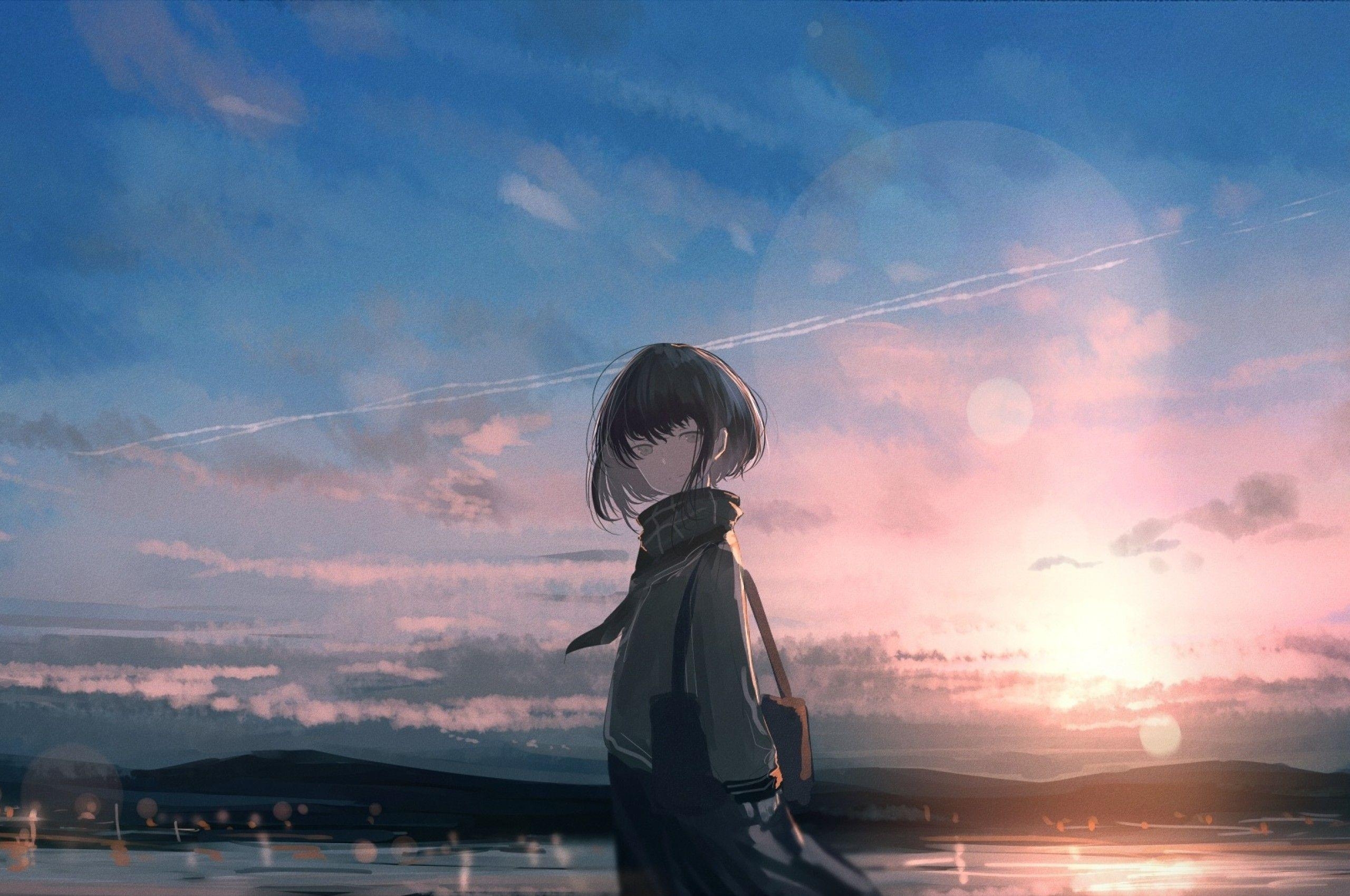 Anime-Mädchen, Schuluniform, Sonnenlicht, Linse, Download, 2560x1700 HD Desktop