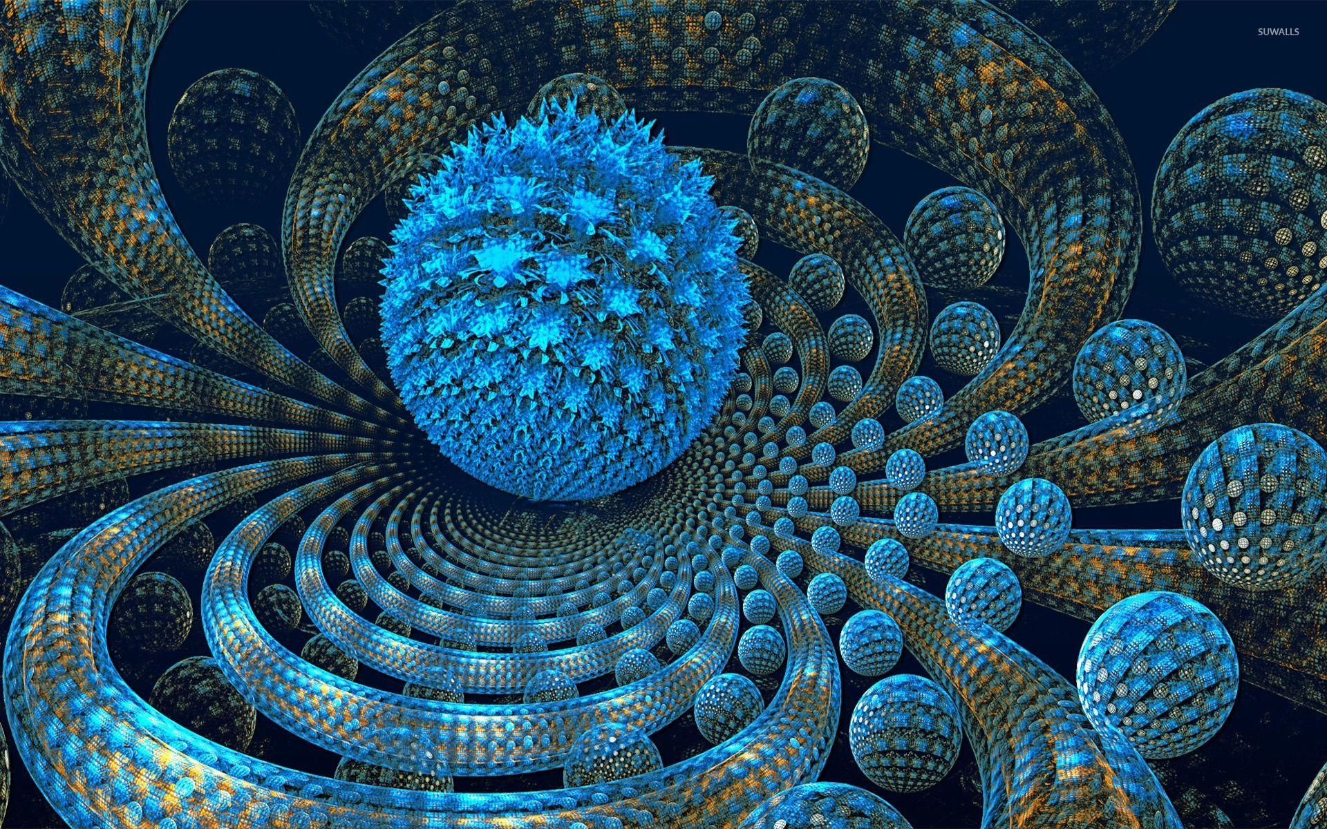 Blau, Fraktale, 3D, Hintergrund, Orbs, 1920x1200 HD Desktop