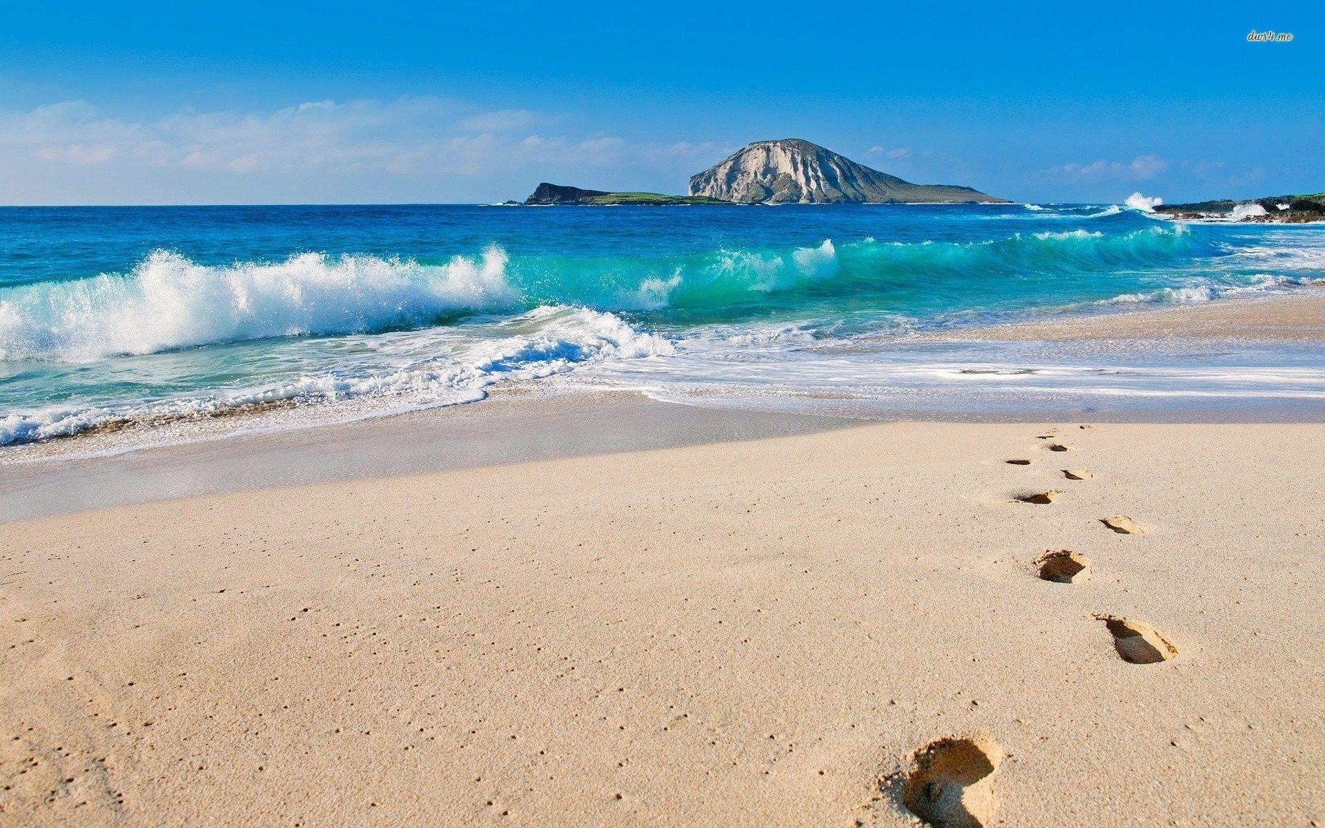 Fußspuren im Sand, Motiv, Strand, Landschaft, Natur, 1920x1200 HD Desktop