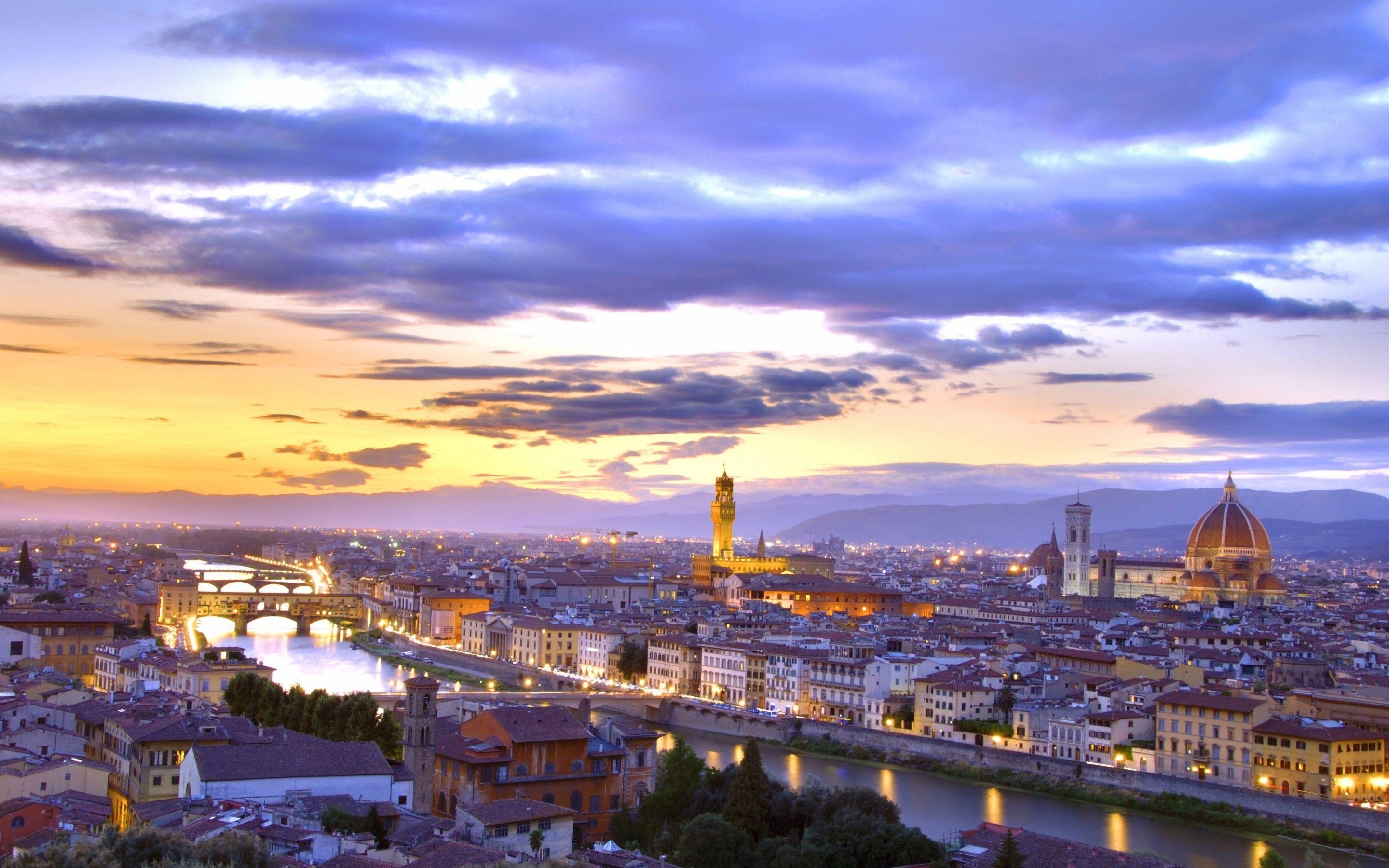 Florenz, Sonnenuntergang, Stadtlandschaft, Kanal, Italien, 2880x1800 HD Desktop