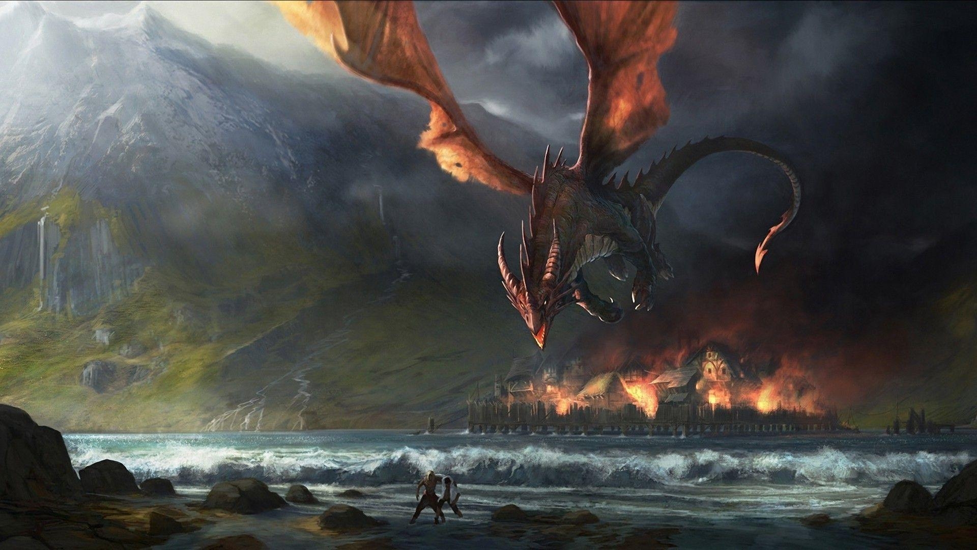 Hobbit, Smaug, 1920x1080, Hintergrundbild, Drache, 1920x1080 Full HD Desktop