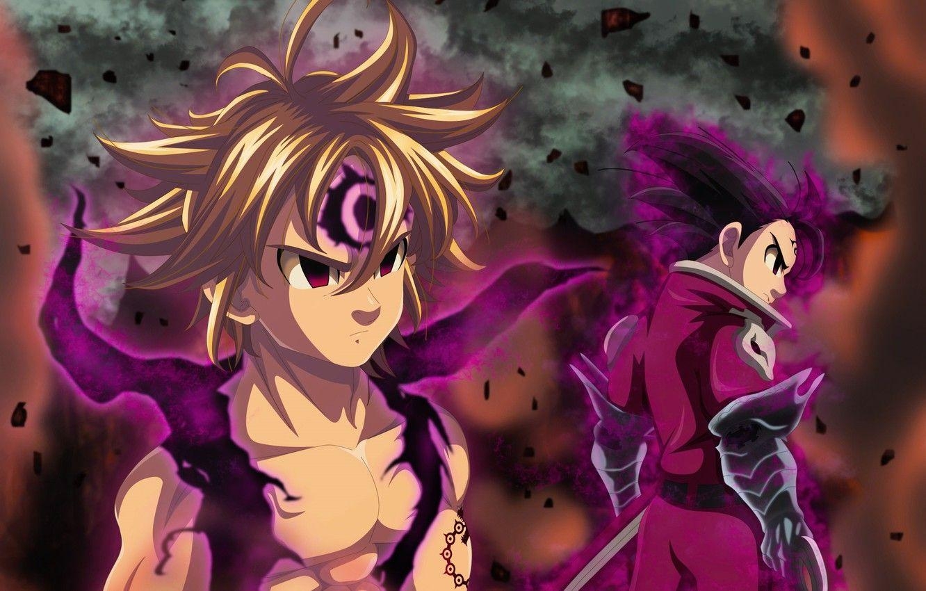 Anime, Meliodas, Nanatsu no Taizai, Sieben, Hintergrund, 1340x850 HD Desktop