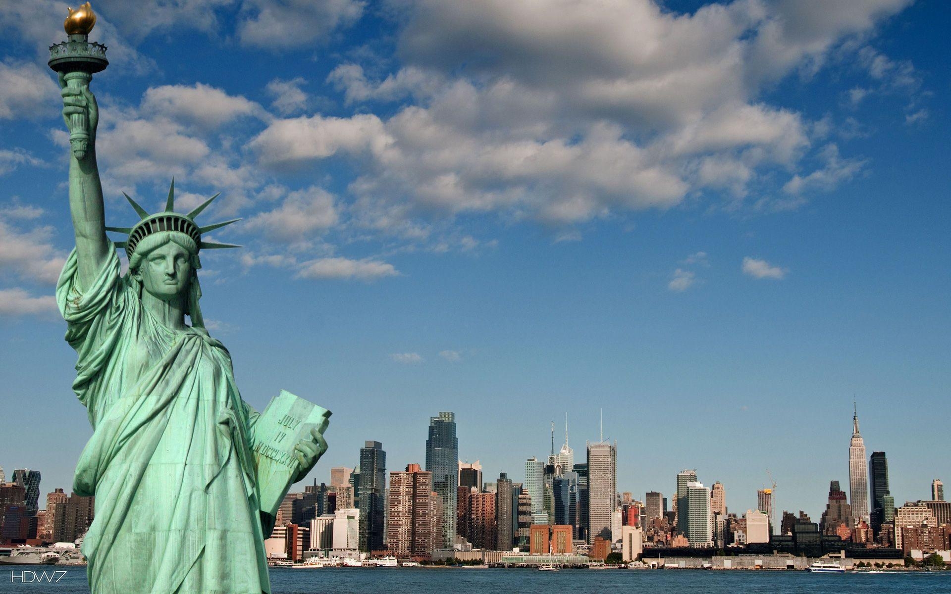 Freiheitsstatue, New York, Panorama, USA, Fotografie, 1920x1200 HD Desktop