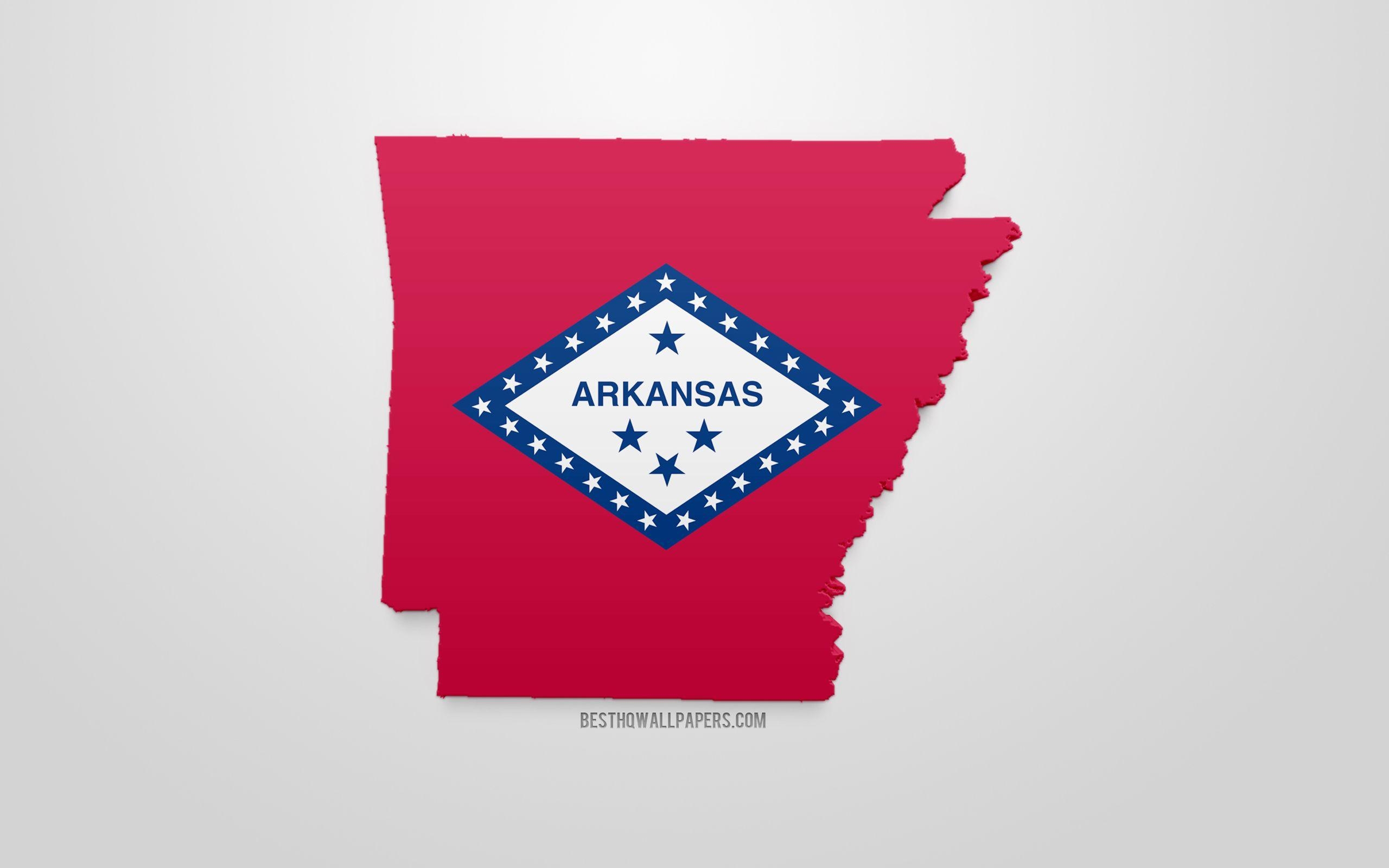 Arkansas, 3D-Flagge, Karte, Silhouette, Download, 2560x1600 HD Desktop