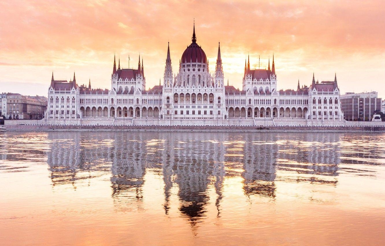 Donau, Parlament, Budapest, Flussreflexion, Ungarn, 1340x850 HD Desktop