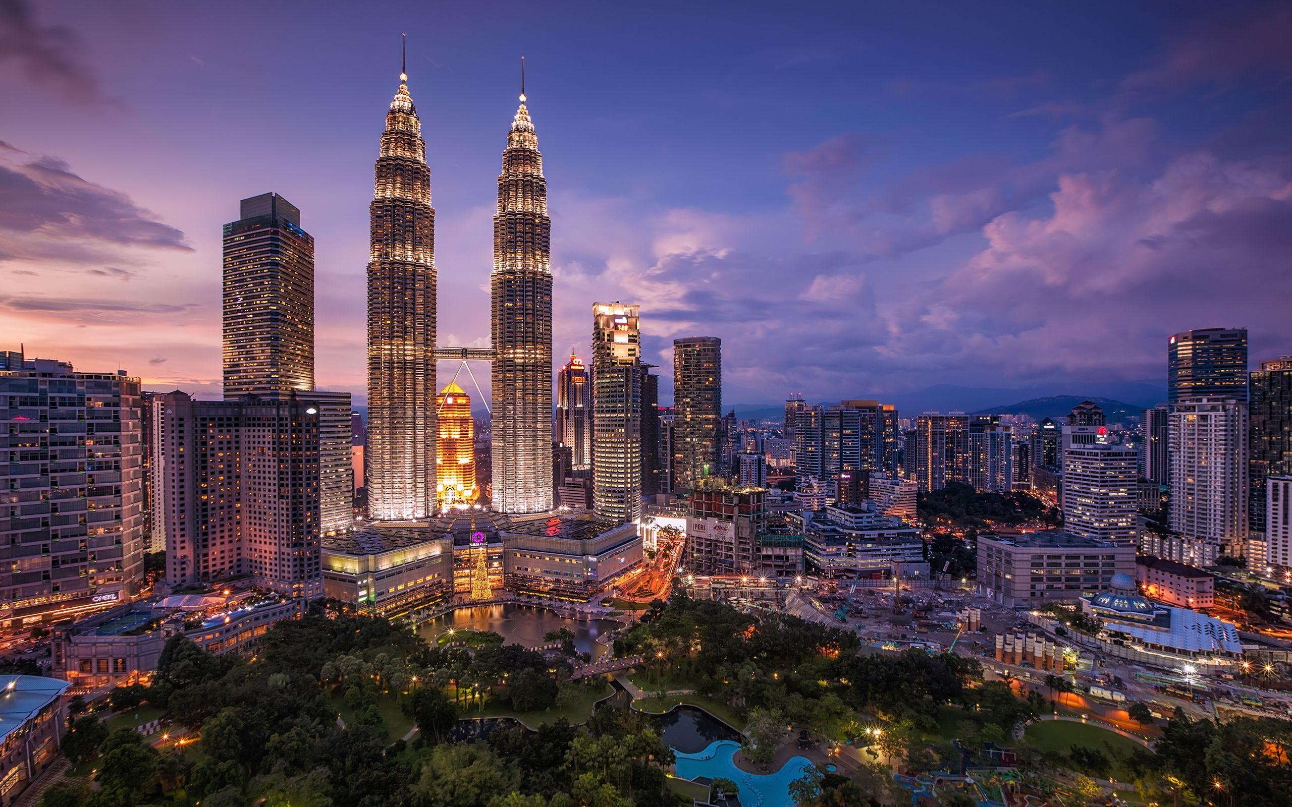 Petronas Towers, Malaysia, Hochhäuser, Nacht, Architektur, 2560x1600 HD Desktop