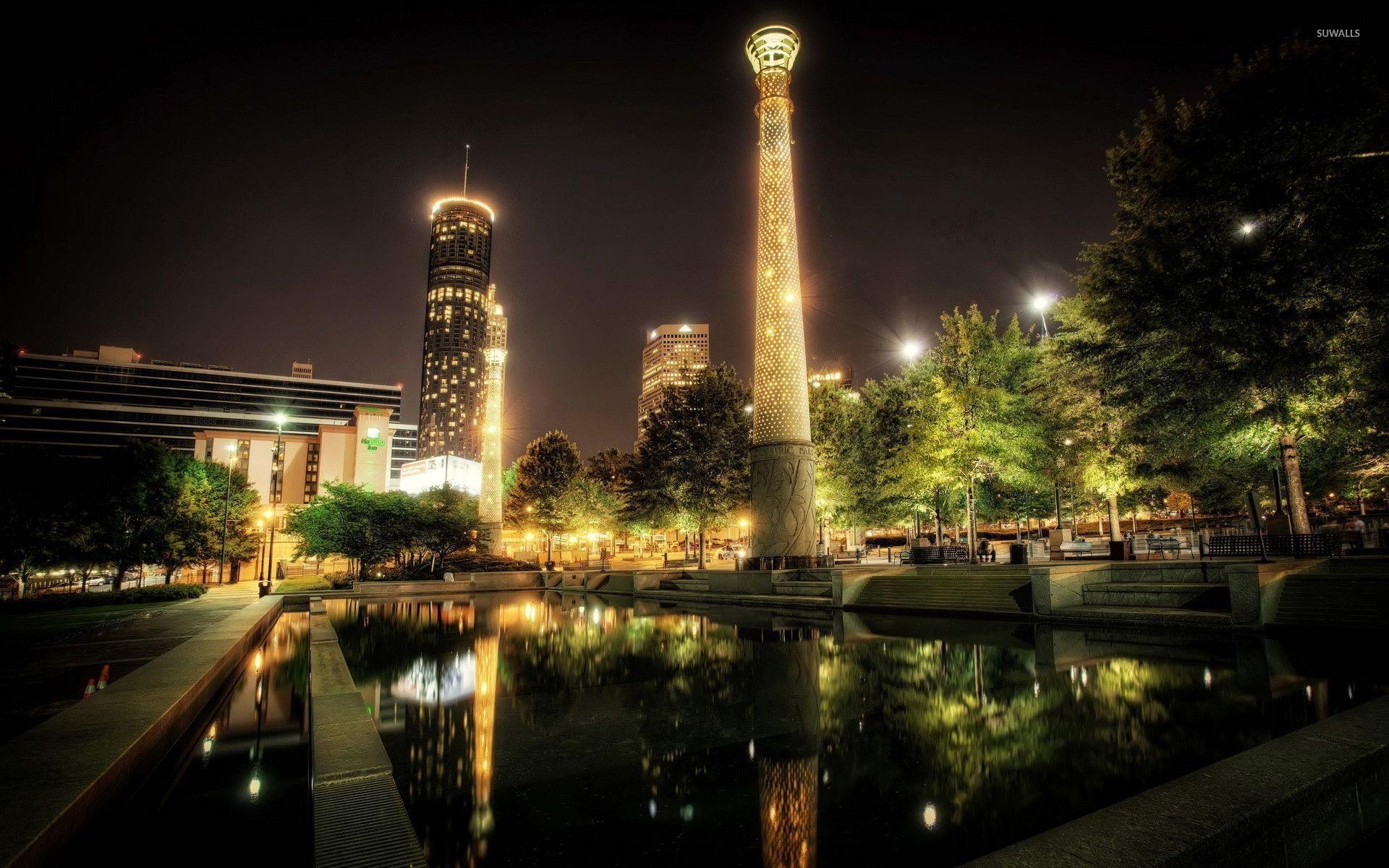 Atlanta bei Nacht, Hintergrundbild, Lichter, Skyline, USA, 1920x1200 HD Desktop