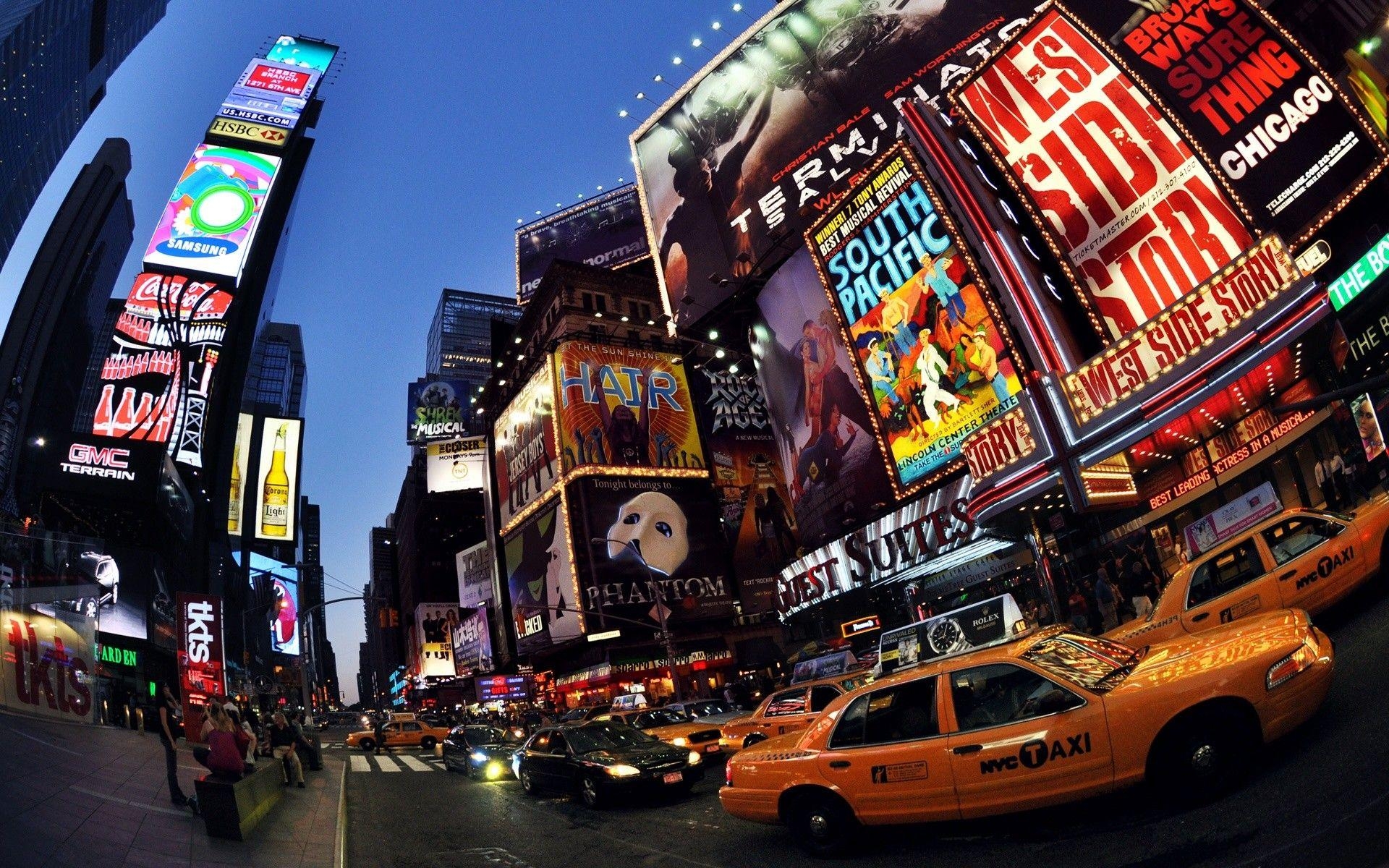 Madison Square Garden, New York City, Manhattan, Times Square, Taxi, 1920x1200 HD Desktop