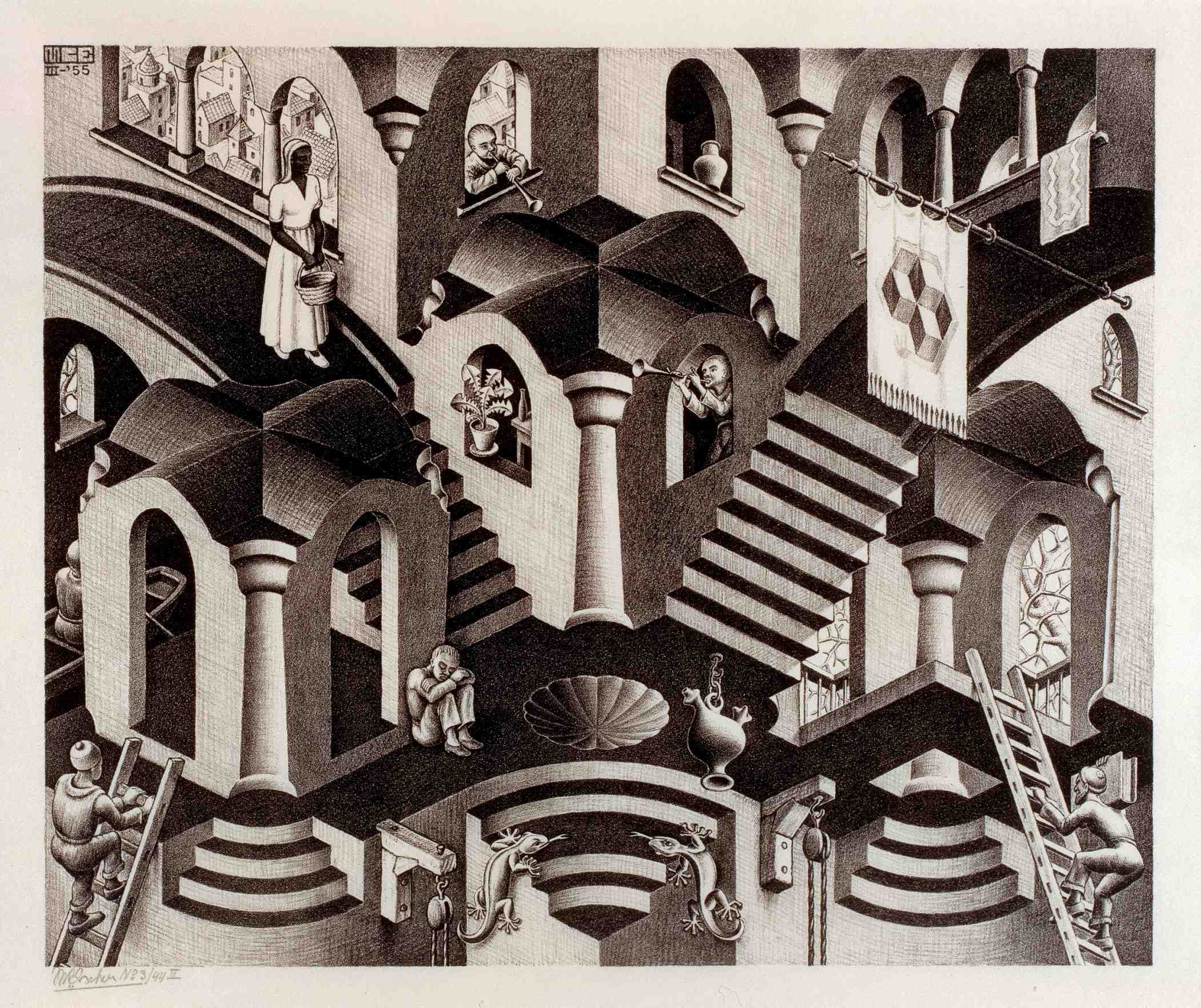 M.C. Escher, hohe Qualität, Kunst, Illusion, detailliertes Design, 2110x1770 HD Desktop