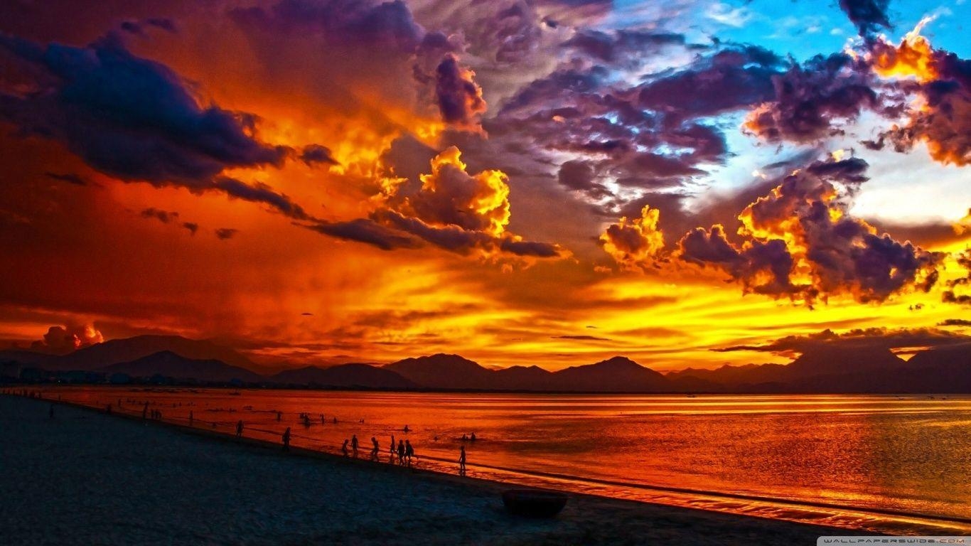 Vietnam, Sonnenuntergang, Strand, 4K, HD, 1370x770 HD Desktop