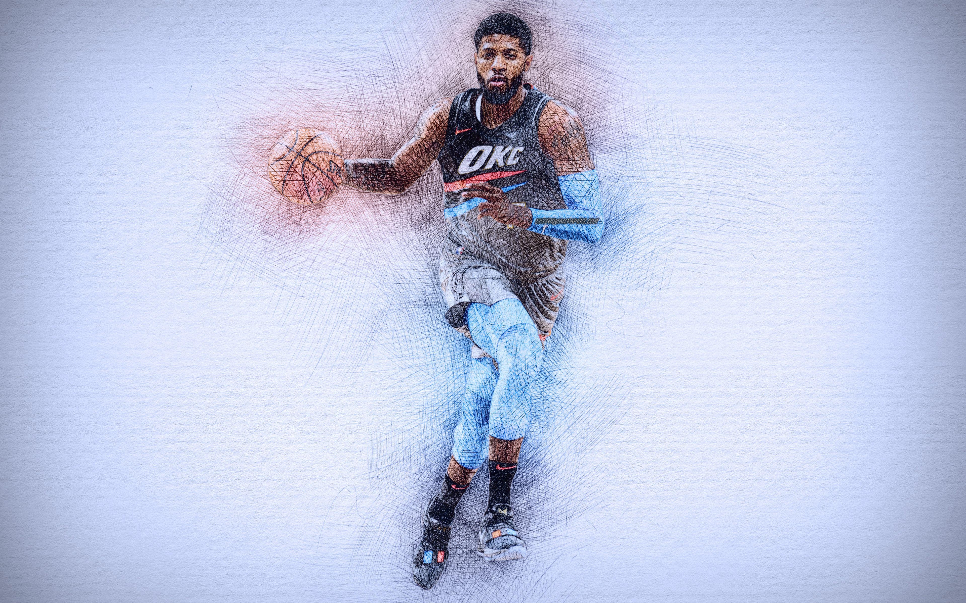 Paul George, 4K Artwork, Basketball, Sport, Download, 3840x2400 4K Desktop