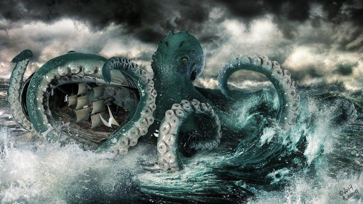 Kraken, Hintergrund, Tokkorocom, Meer, Abenteuer, 1200x680 HD Desktop