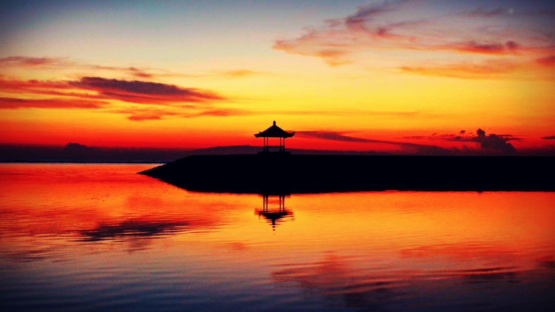 Bali, Sanur, Sonnenuntergang, Strand, Panorama, 1920x1080 Full HD Desktop