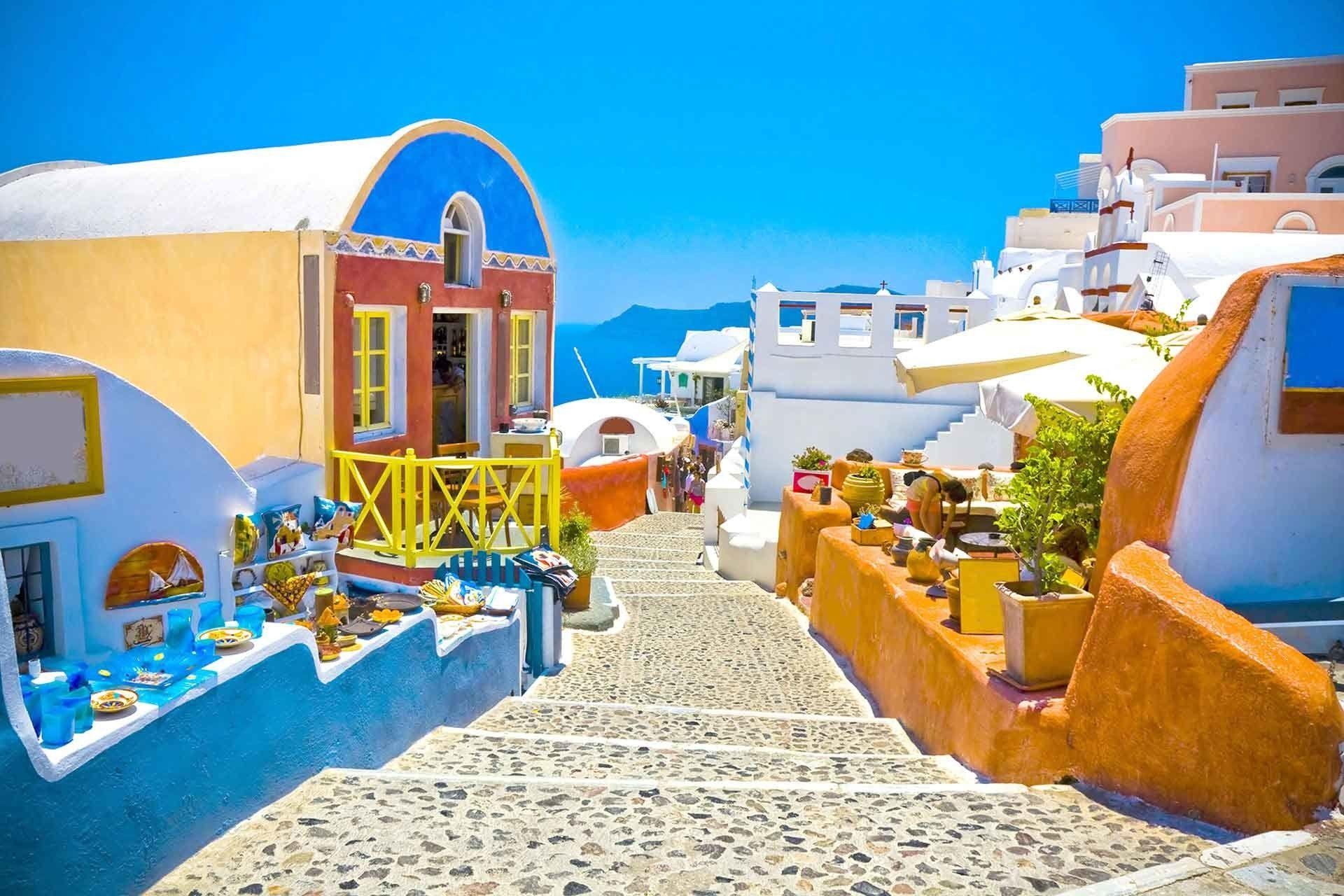 Santorin, Insel, Meer, Griechenland, Architektur, 1920x1280 HD Desktop