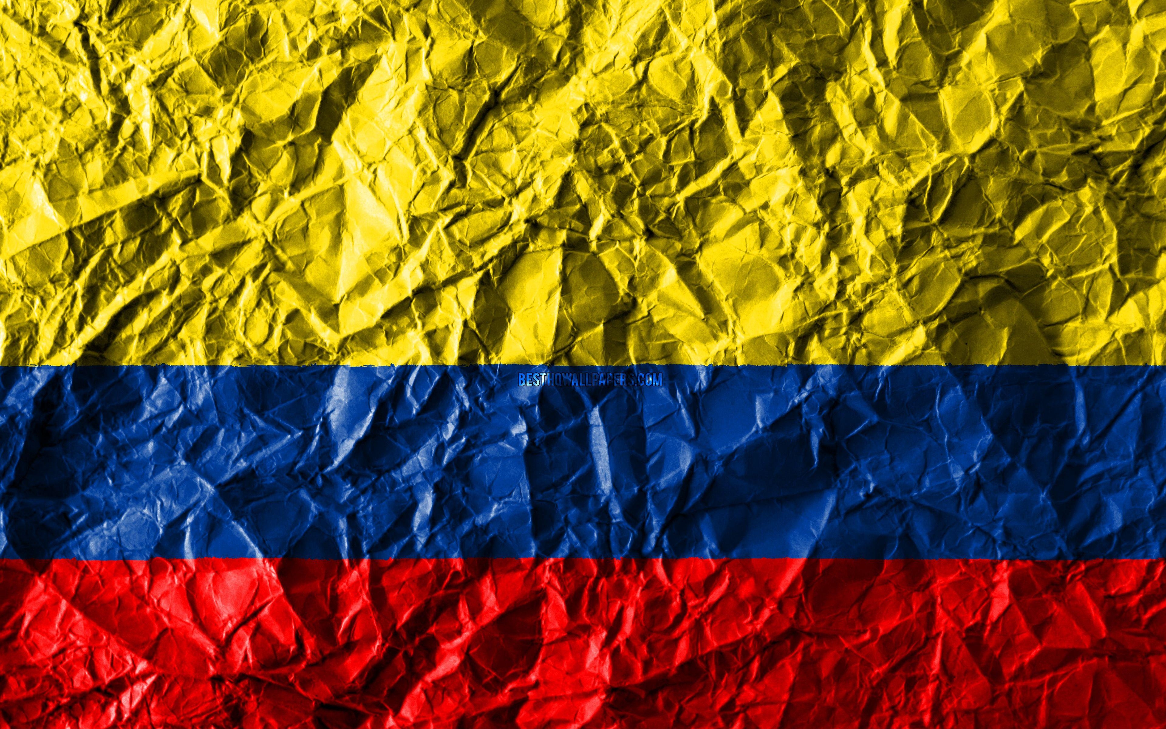 Colombianische Flagge, 4K, Papier, Download, Hintergrund, 3840x2400 4K Desktop