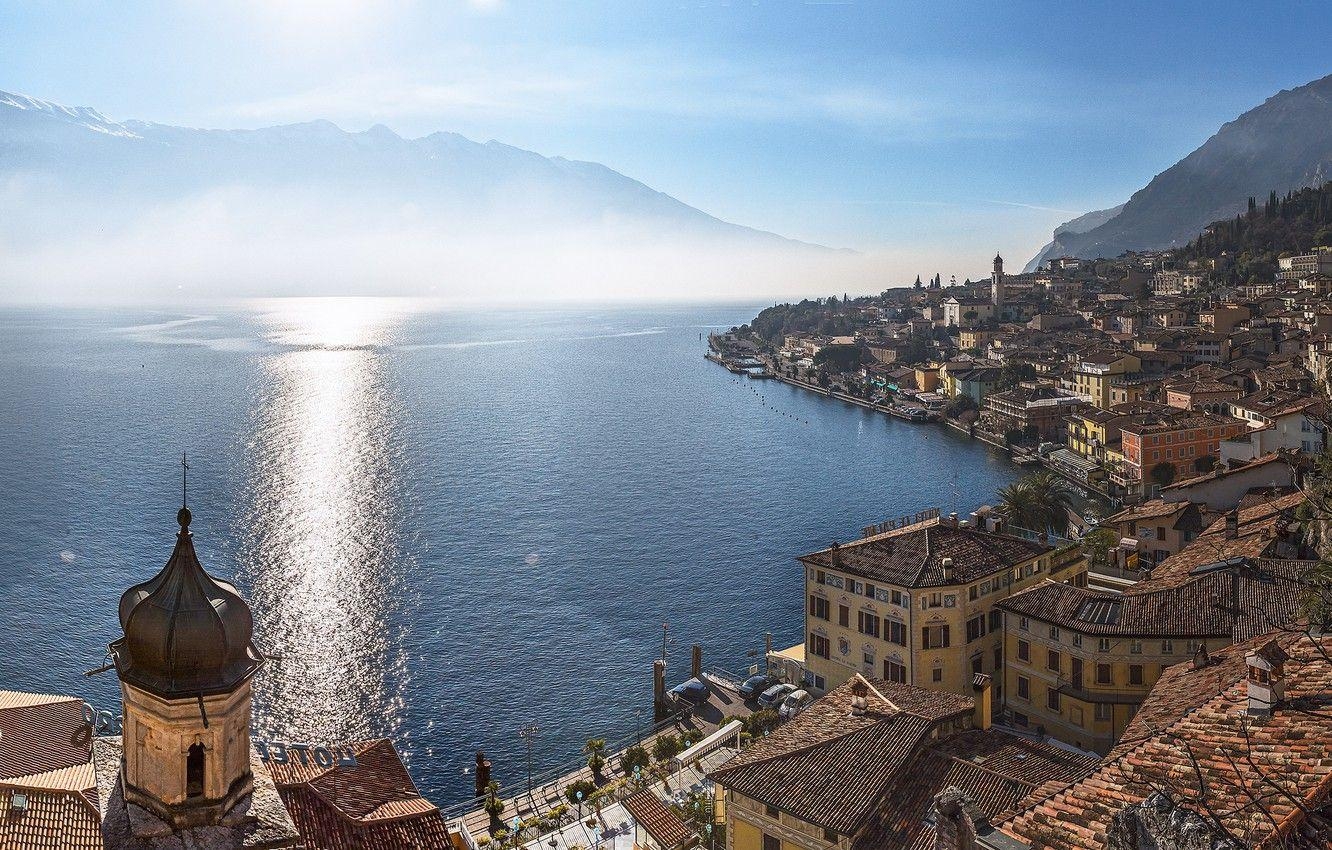 Gardasee, Italien, Panorama, Landschaft, Lombardei, 1340x850 HD Desktop