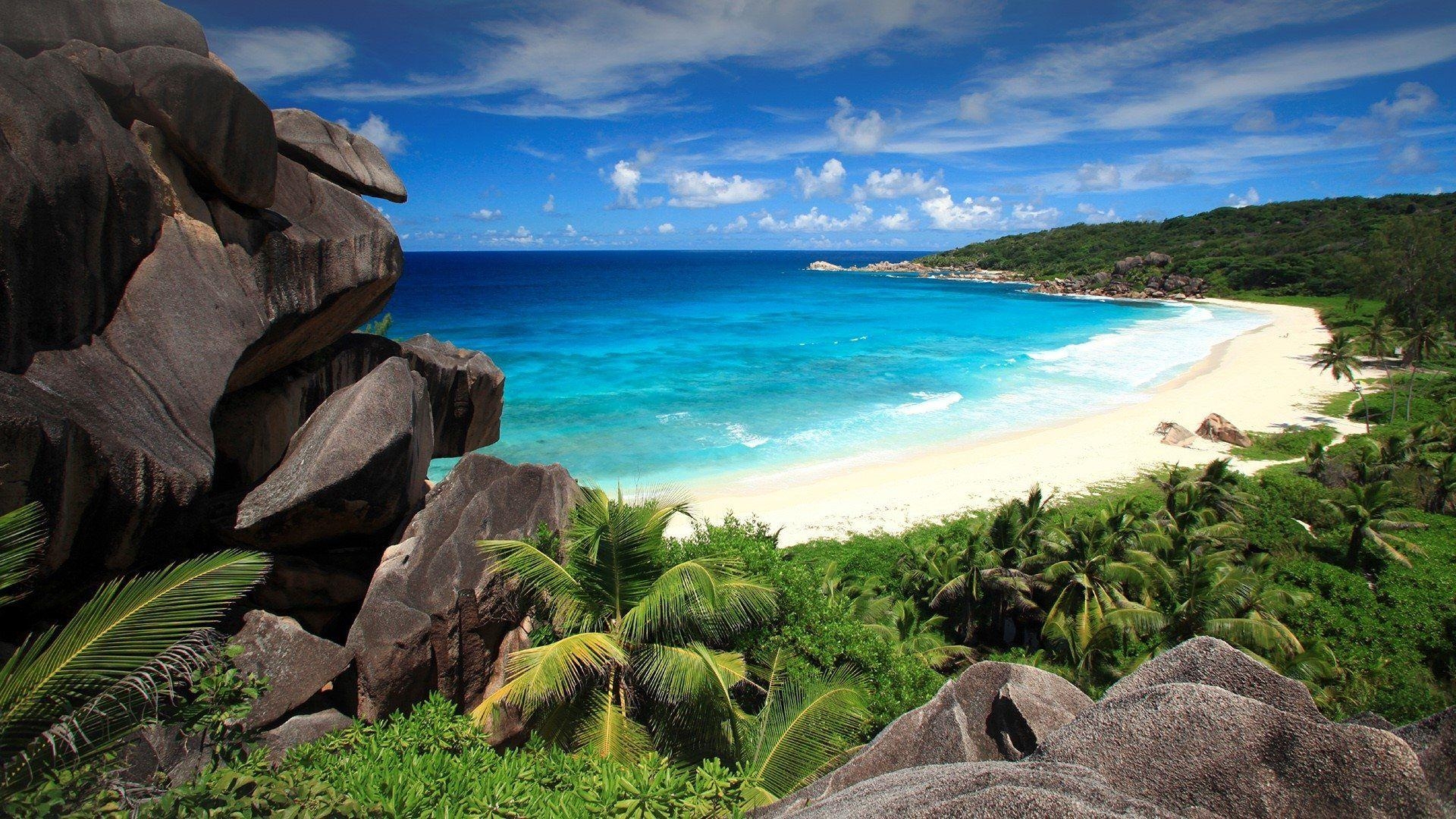 Seychellen, HD, Strand, Palmen, Reisen, 1920x1080 Full HD Desktop