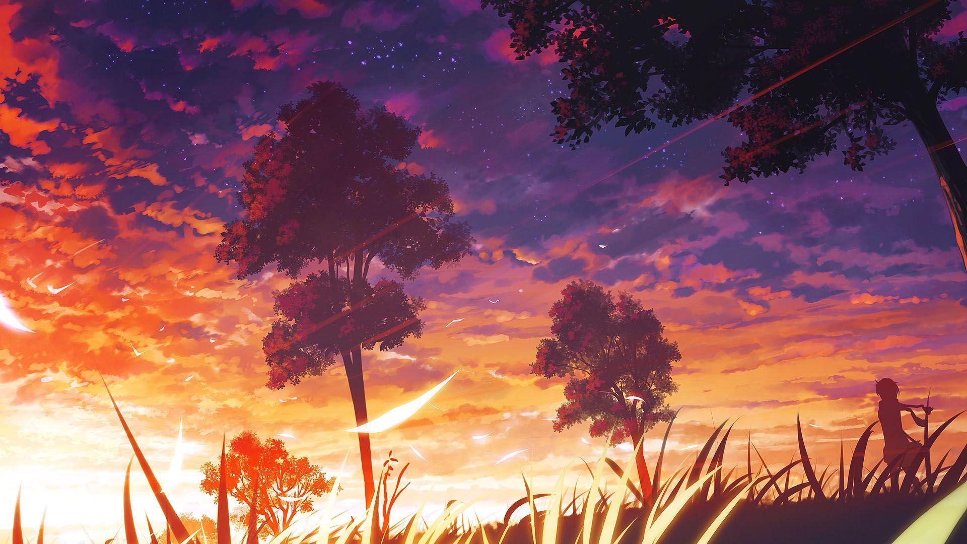 Anime Mädchen, Sonnenuntergang, HD, 1080p, Bild, 1920x1080 Full HD Desktop