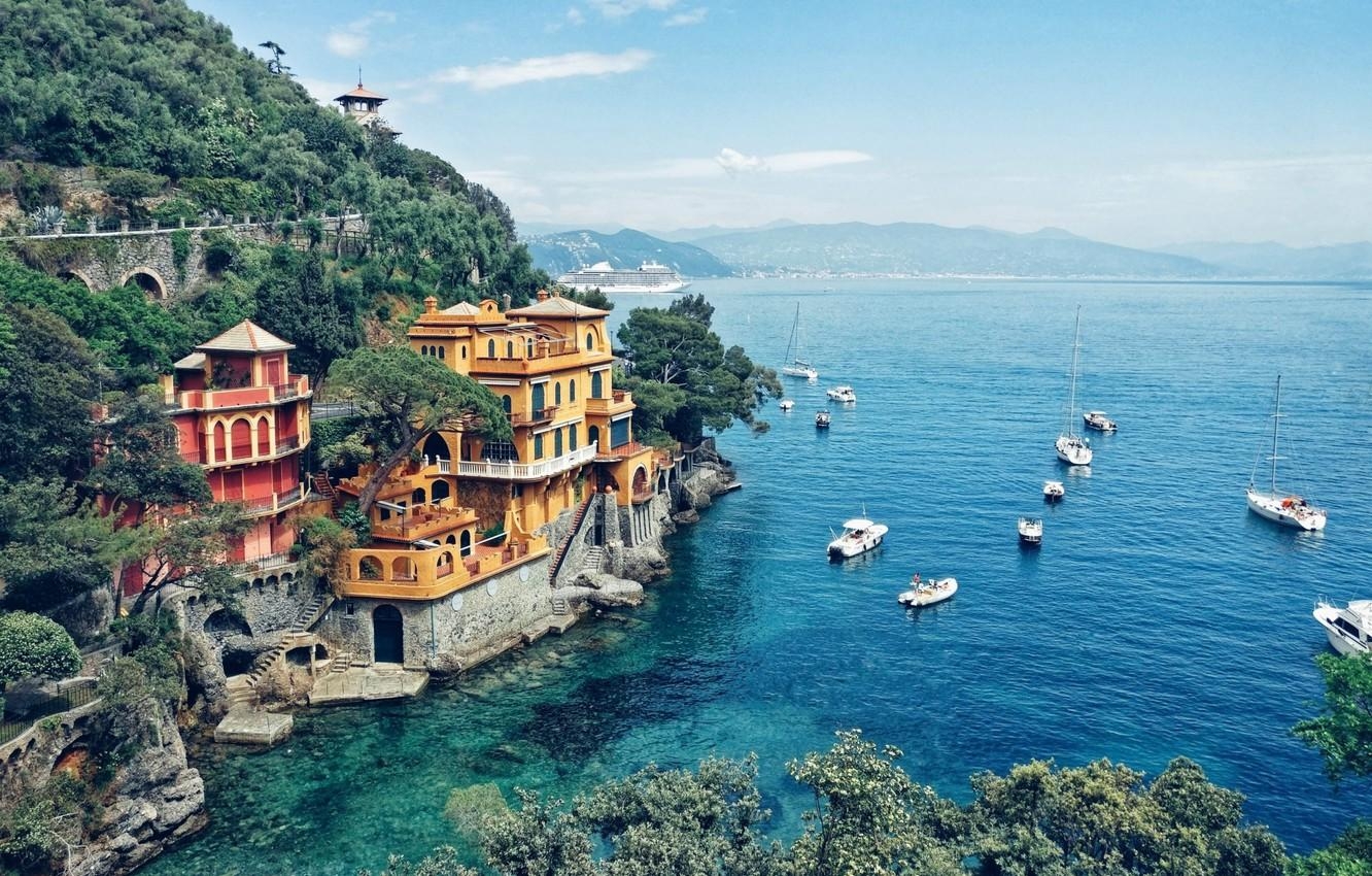 Meer, Felsen, Yachten, Portofino, Bild, 1340x850 HD Desktop