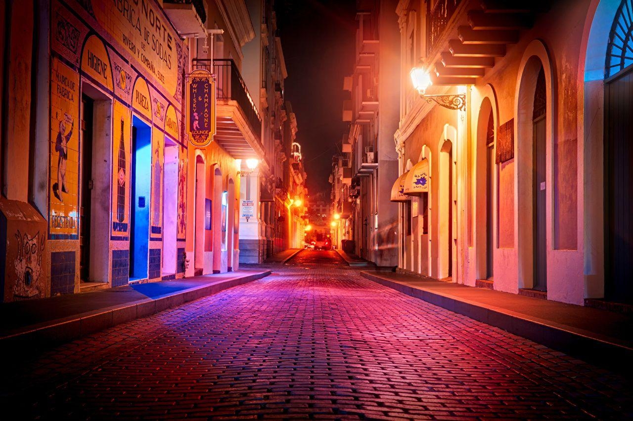 San Juan, Puerto Rico, Nacht, Straßen, Karibik, 1280x860 HD Desktop