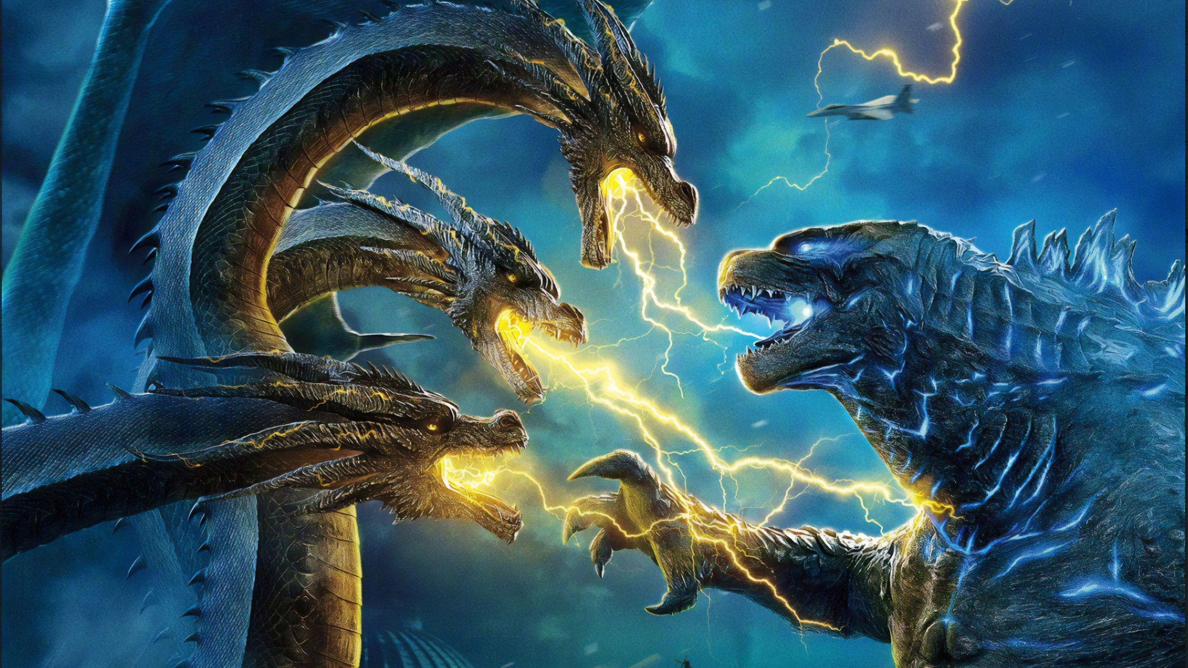 Godzilla, King Ghidorah, Monster, Film, Hintergrund, 3840x2160 4K Desktop