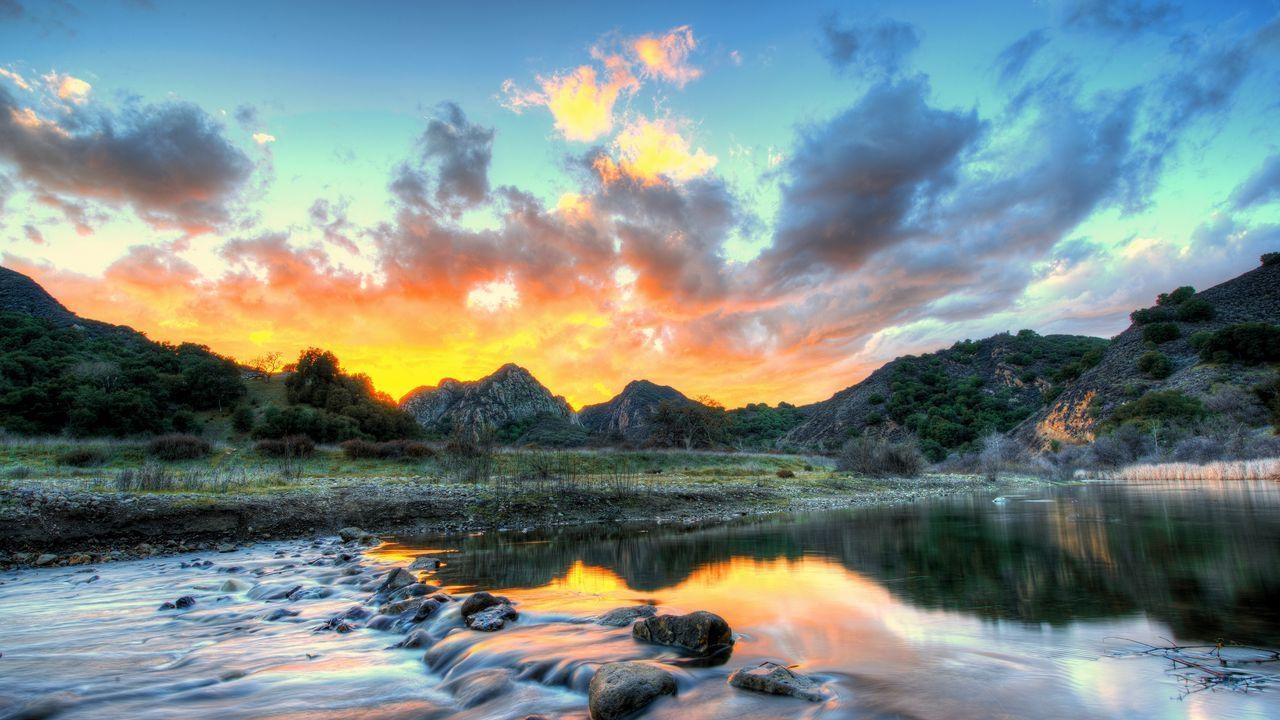 Malibu, Landschaft, USA, Fluss, Himmel, 1280x720 HD Desktop