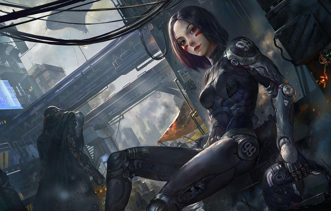 Alita, Cyborg, Roboterkunst, Cyberpunk, Sci-Fi, 1340x850 HD Desktop