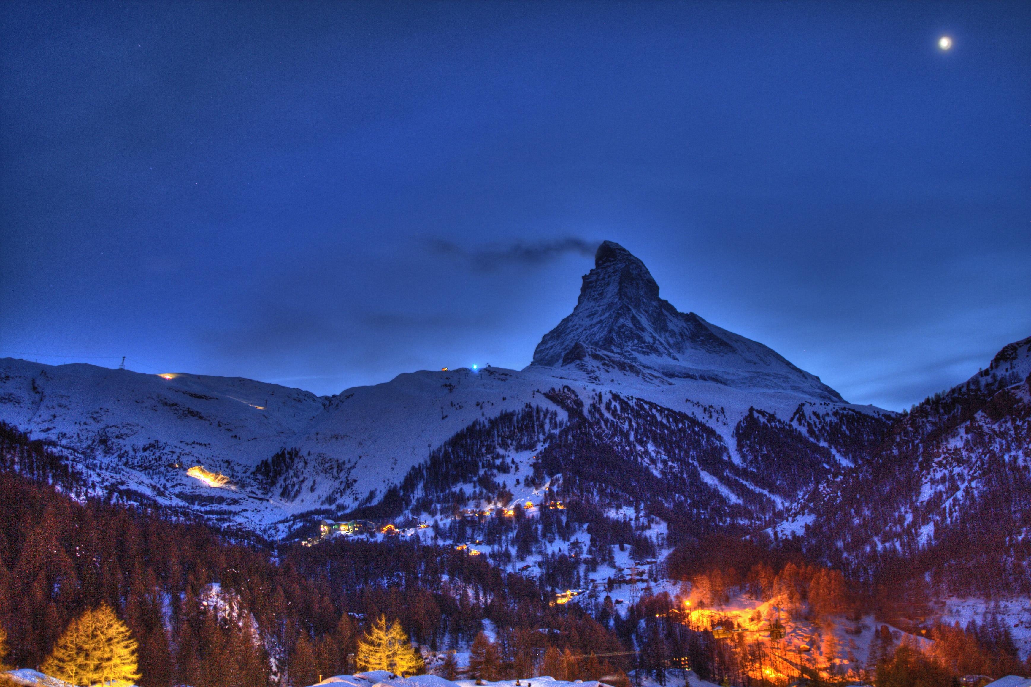 Zermatt, Schweiz, Dorf, Matterhorn, Hintergrund, 3480x2320 HD Desktop