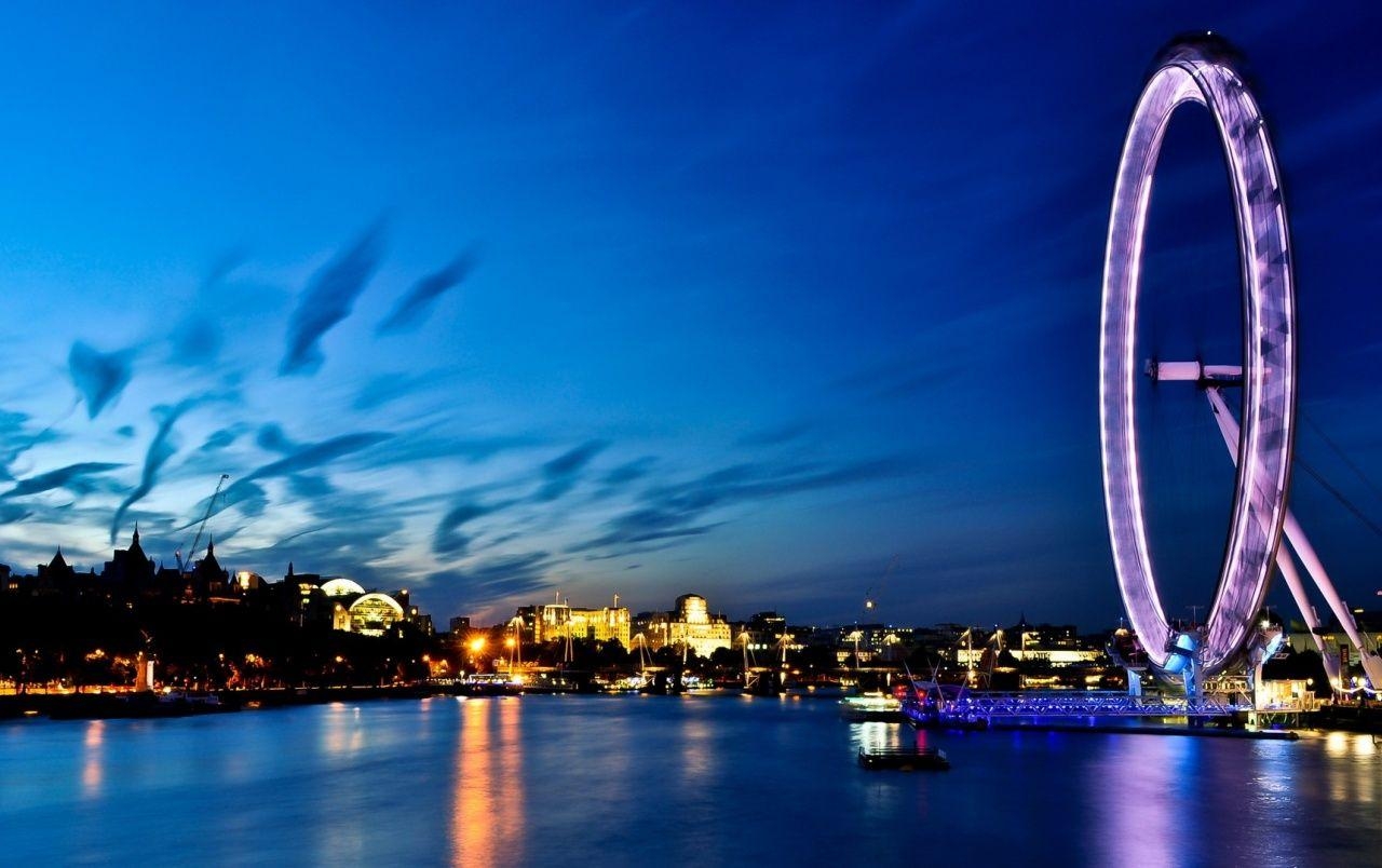 London Eye, Nacht, England, Reisen, Themse, 1280x810 HD Desktop