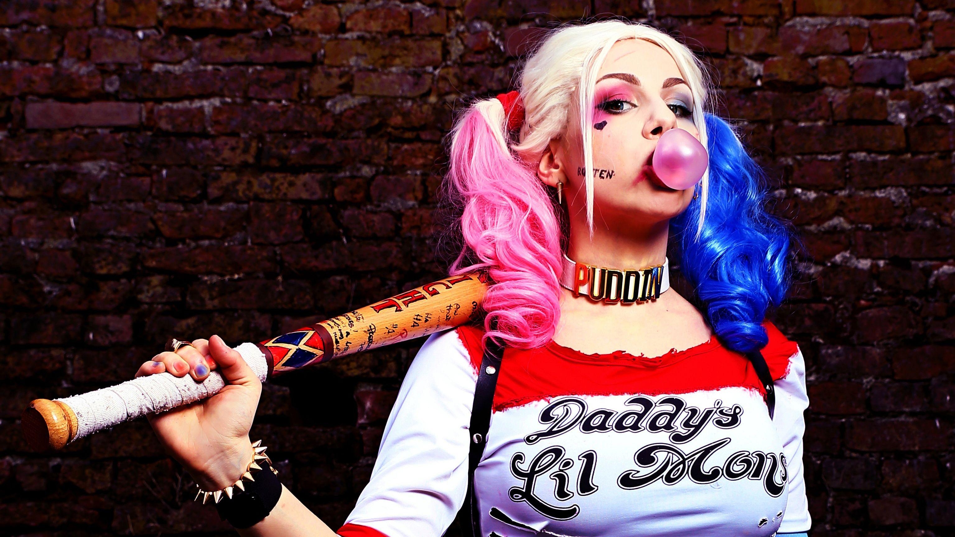 Harley Quinn, Cosplay, HD Fantasy, Farbexplosion, DC, 3070x1730 HD Desktop