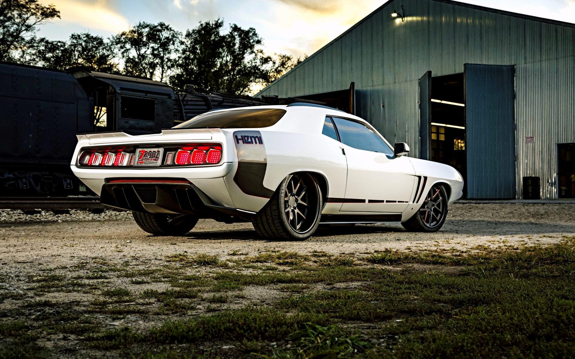 Plymouth Barracuda, Hemi Cuda, Tuning, Weiß, Klassiker, 1920x1200 HD Desktop