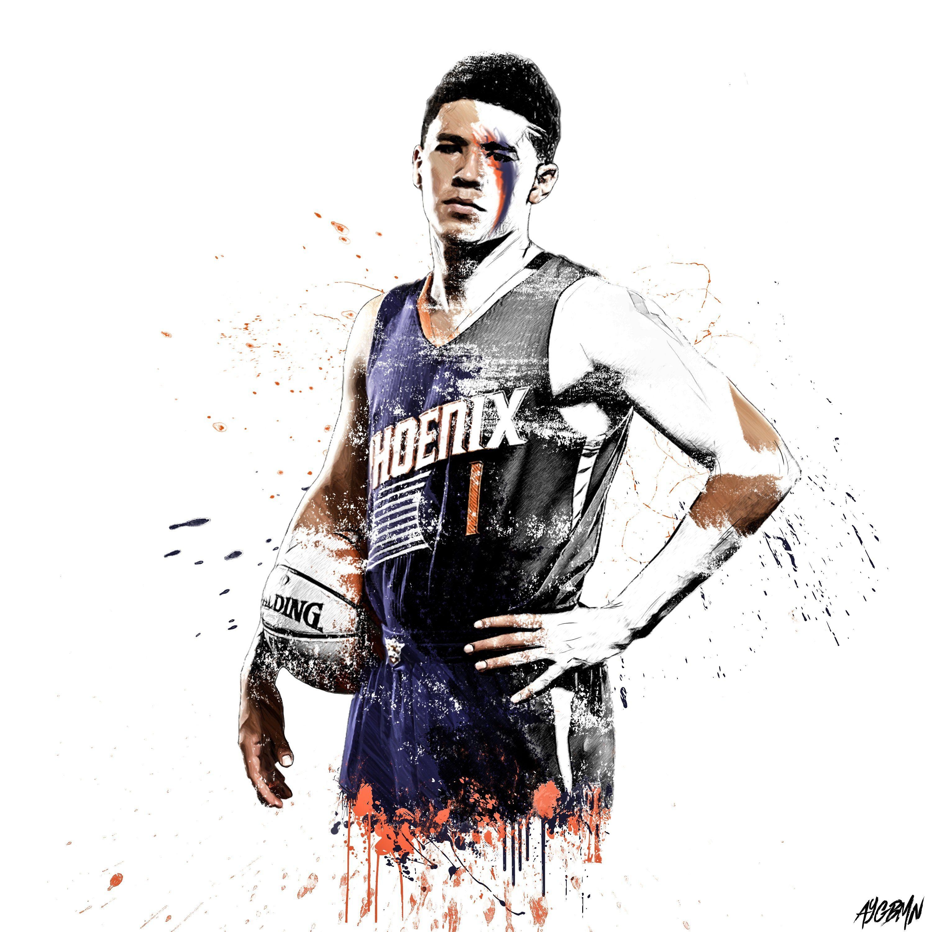 Devin Booker, Phoenix Suns, Basketball, Sport, Hintergrund, 3000x3000 4K Handy