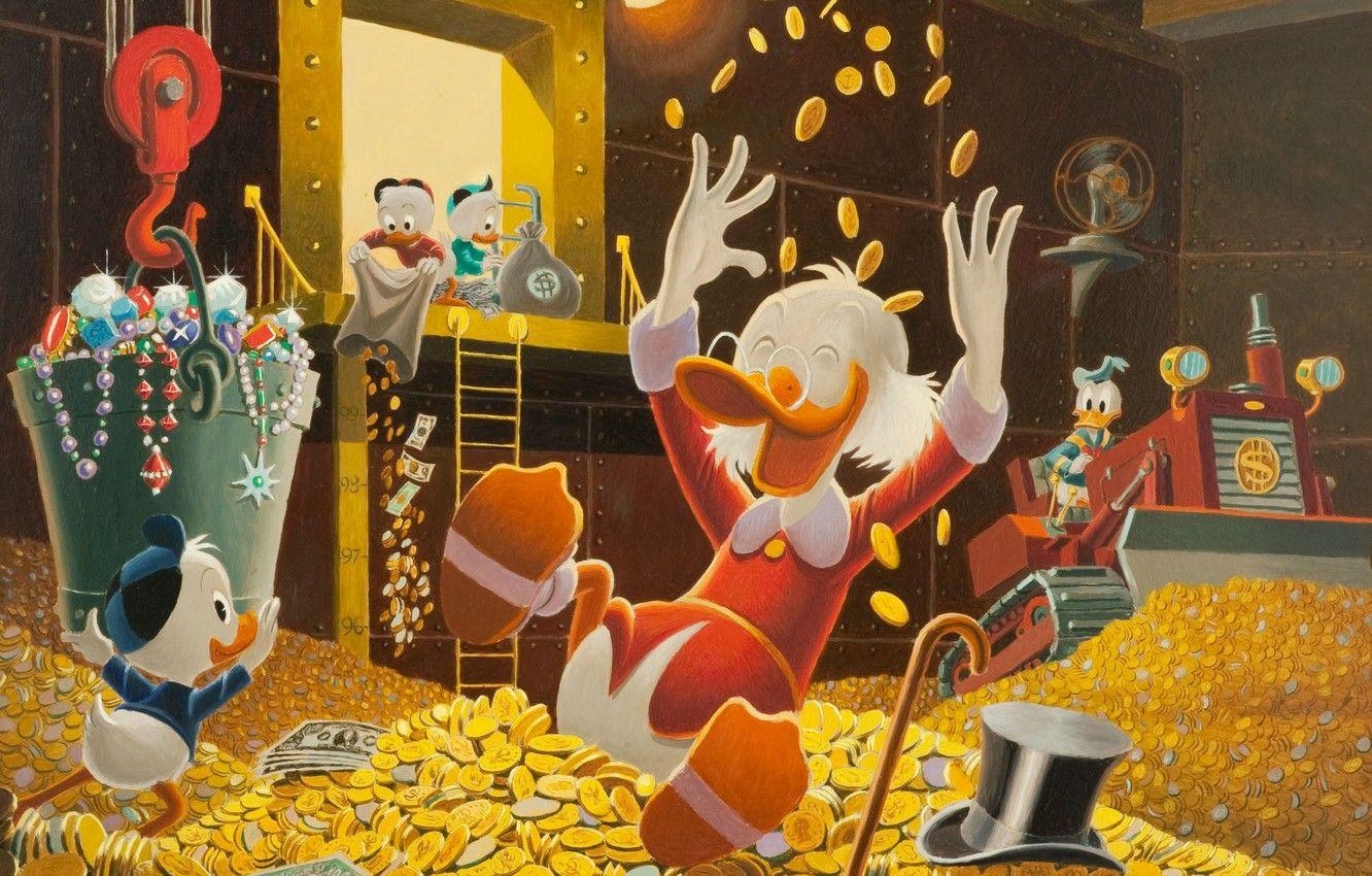 Münzen, Disney, Scrooge McDuck, Ducktales, Donald Duck, 1340x850 HD Desktop