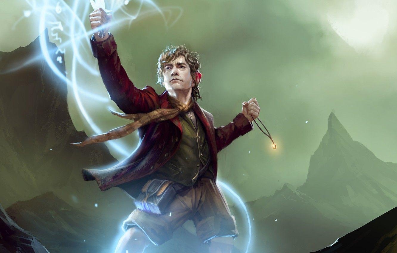 Bilbo Beutlin, Der Herr der Ringe, Fantasy, Magie, Kunst, 1340x850 HD Desktop