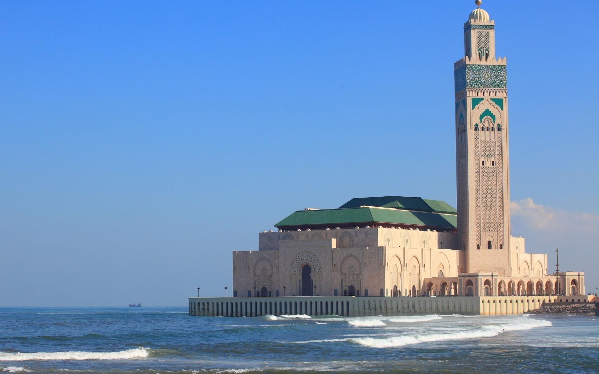 Hassan-II-Moschee, Casablanca, Marokko, Islamische Architektur, Moscheeansicht, 1920x1200 HD Desktop