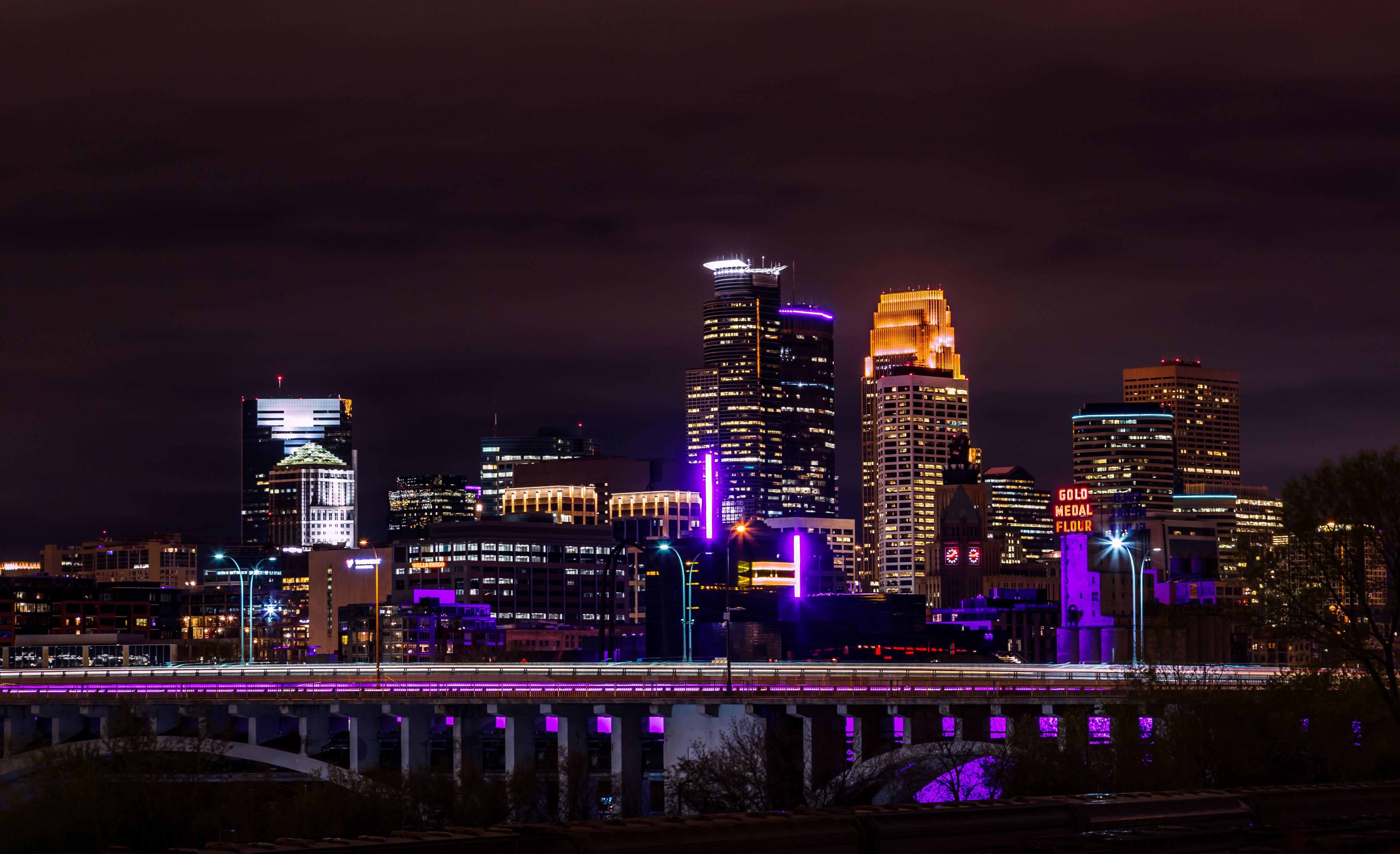 Nachtstadt, Panorama, Minnesota, 4K, Download, 5480x3340 4K Desktop