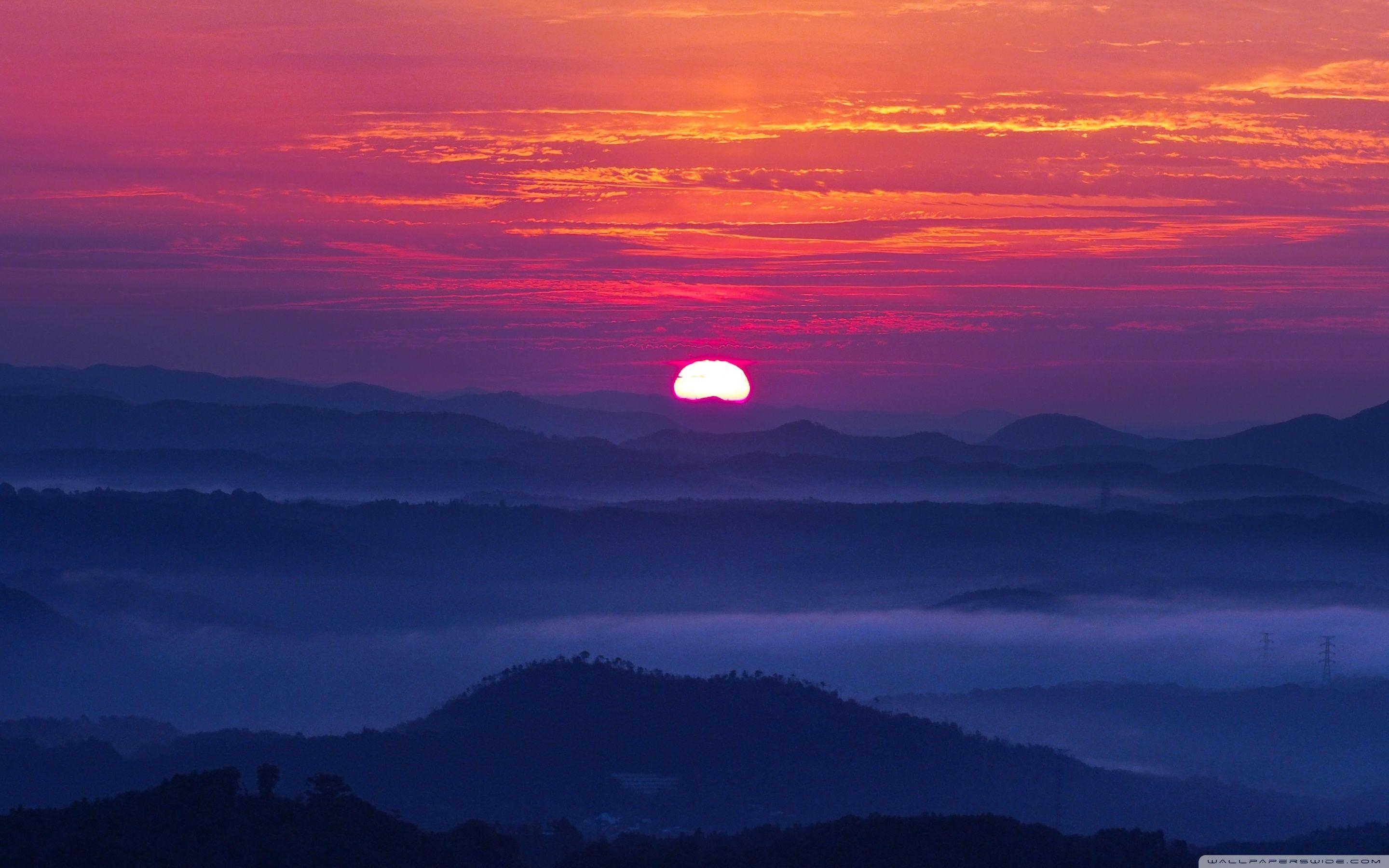 Berg, Sonnenuntergang, 4K, Natur, Dual, 2880x1800 HD Desktop