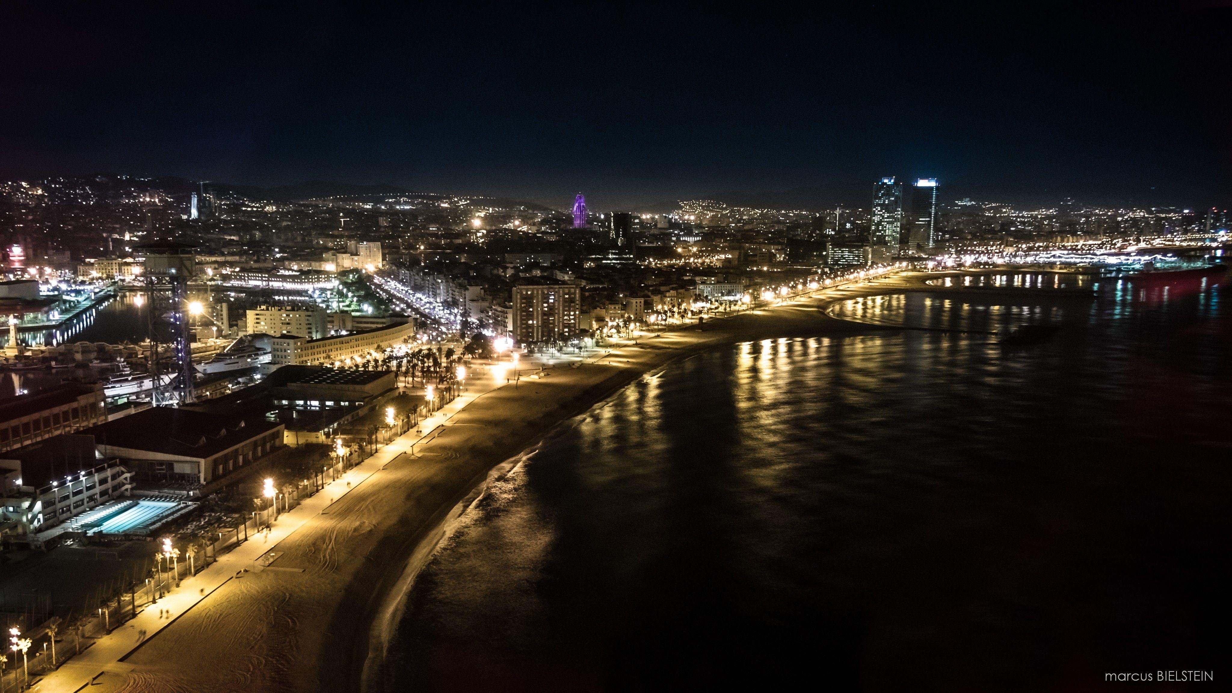 Stadtansichten, Barcelona Nacht, Stadt, Hintergrund, Spanien, 4100x2310 4K Desktop