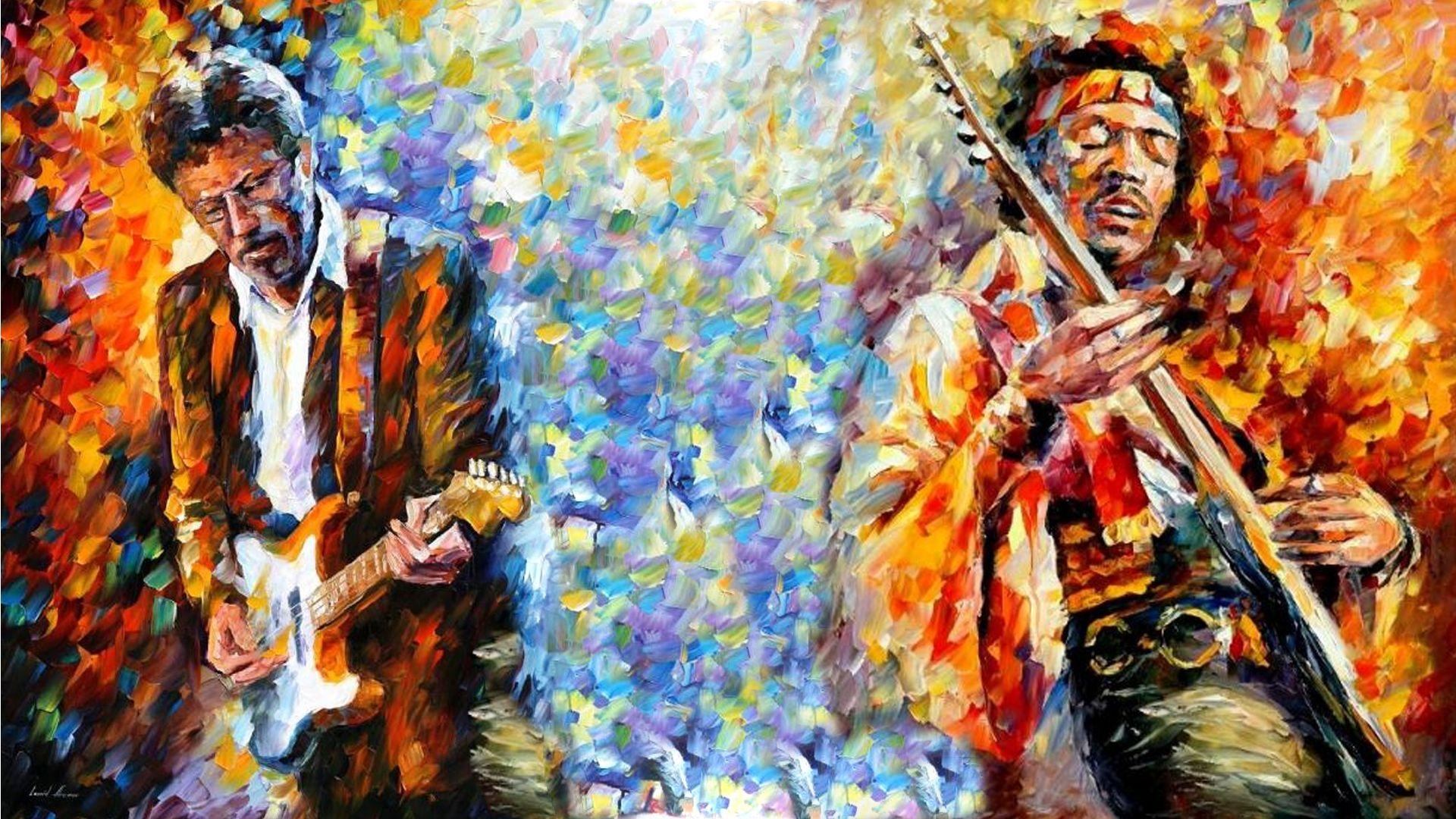 Jimi Hendrix, Eric Clapton, Rock-Legenden, Musik, Gitarrenkunst, 1920x1080 Full HD Desktop